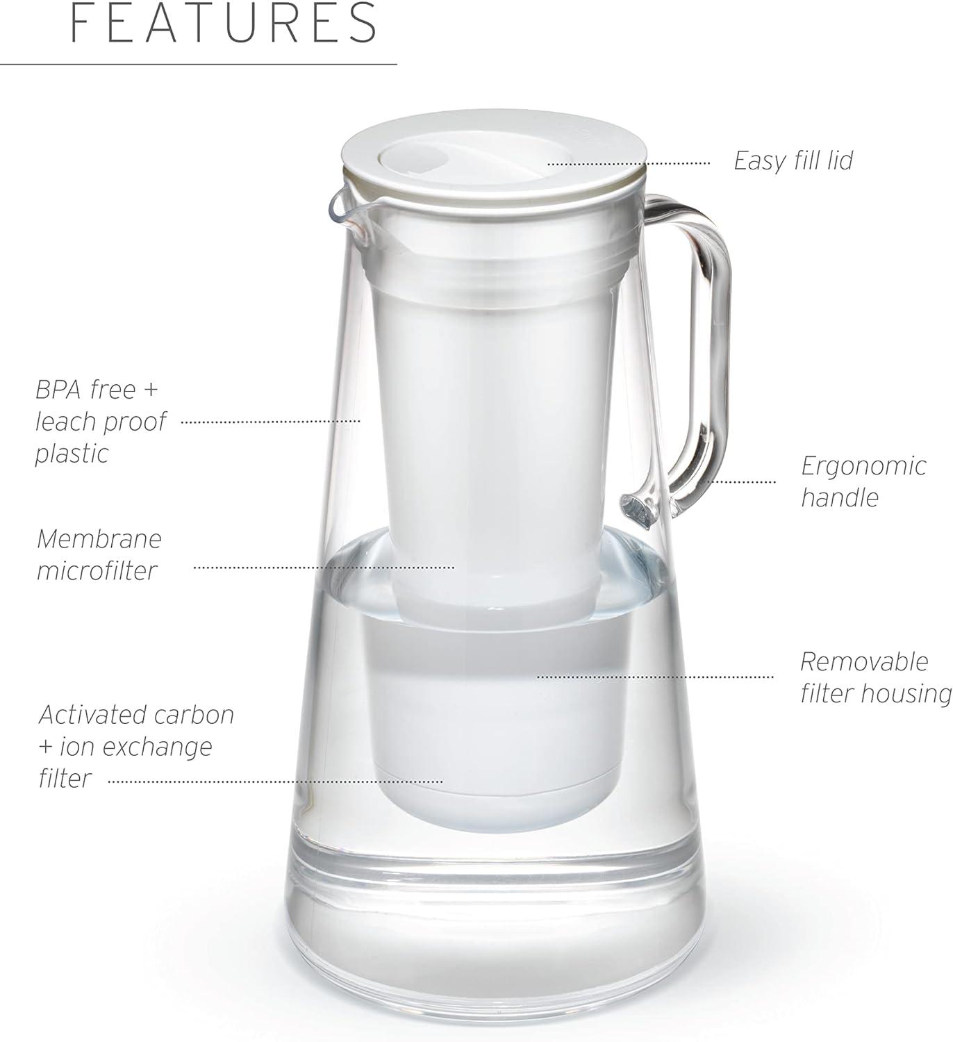 Pebble BPA-Free 7-Cup Water Filter Pitcher with Carbon Filter