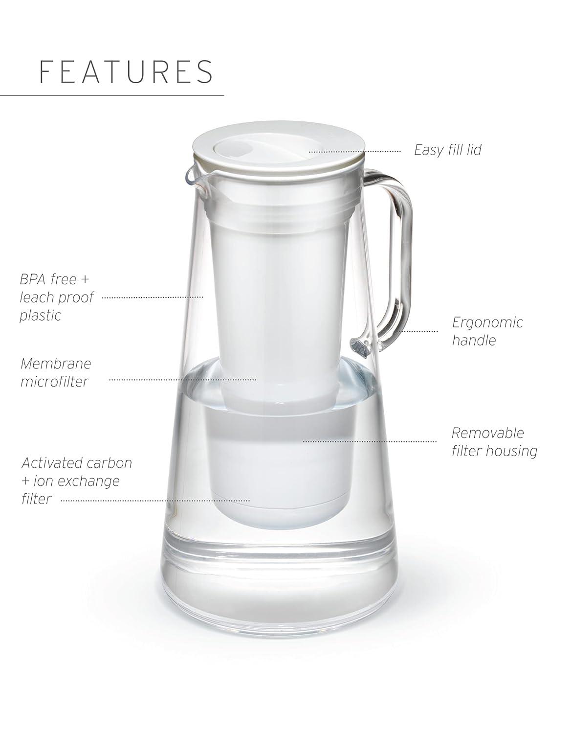 LifeStraw Home 10 Cup Plastic Water Filter Pitcher Seafoam