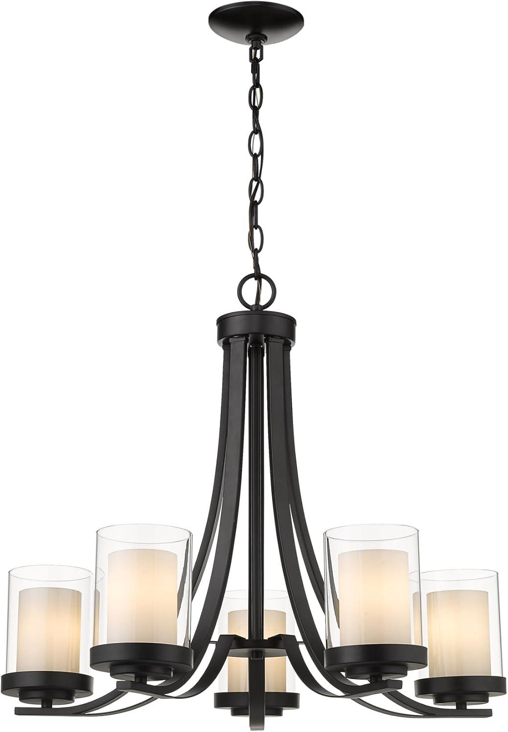 Willow Olde Bronze 5-Light Chandelier with Matte Opal & Clear Glass