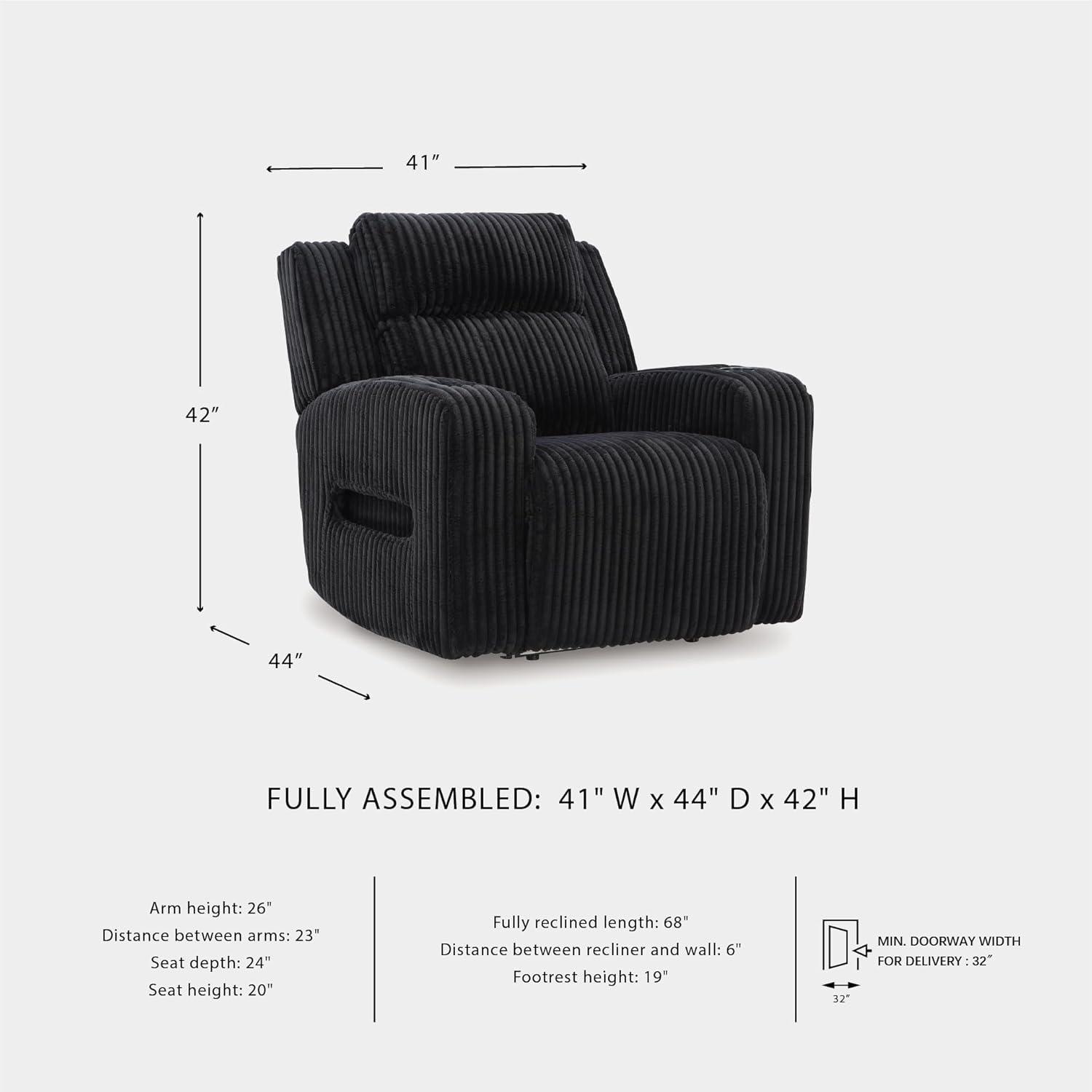 Signature Design by Ashley The Man-Den Leather Power Recliner in Gray