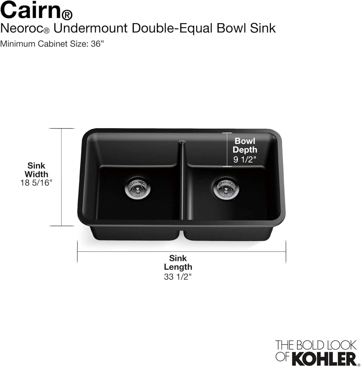 Cairn® 34" L x 18" W Under-Mount Double-Equal Kitchen Sink