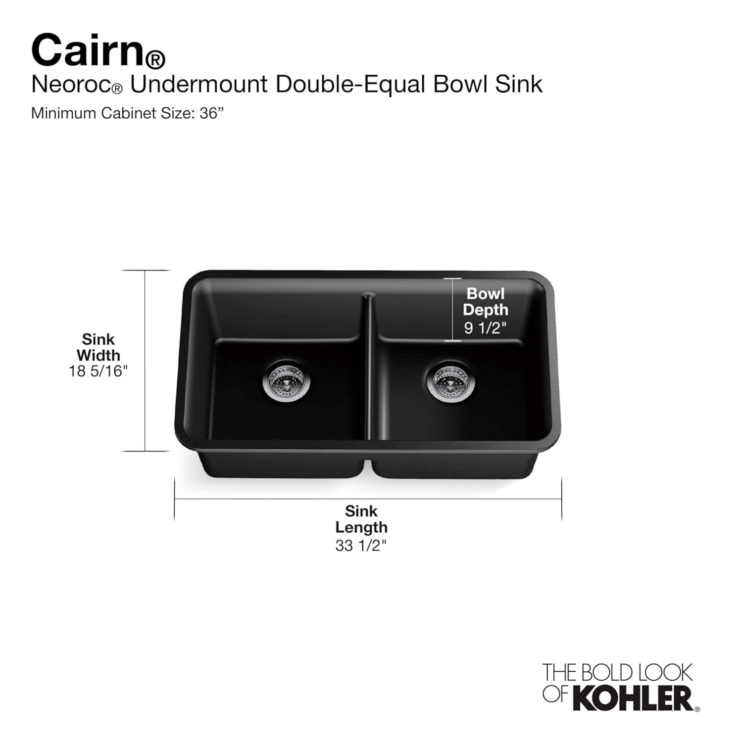 Cairn® 34" L x 18" W Under-Mount Double-Equal Kitchen Sink