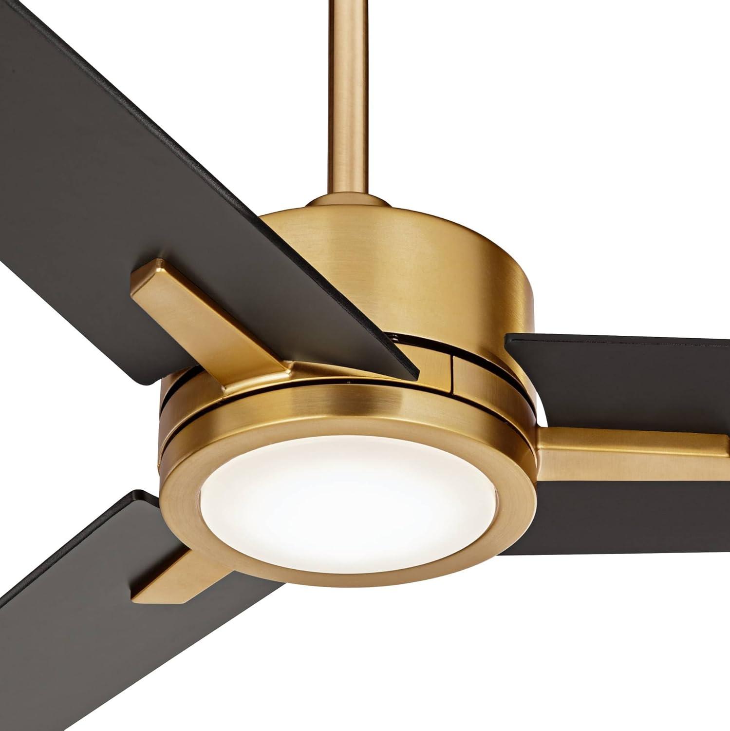 60" Casa Vieja Modern 3 Blade Indoor Ceiling Fan with Light LED Remote Soft Brass Black for House Bedroom Living Room Home Bedroom