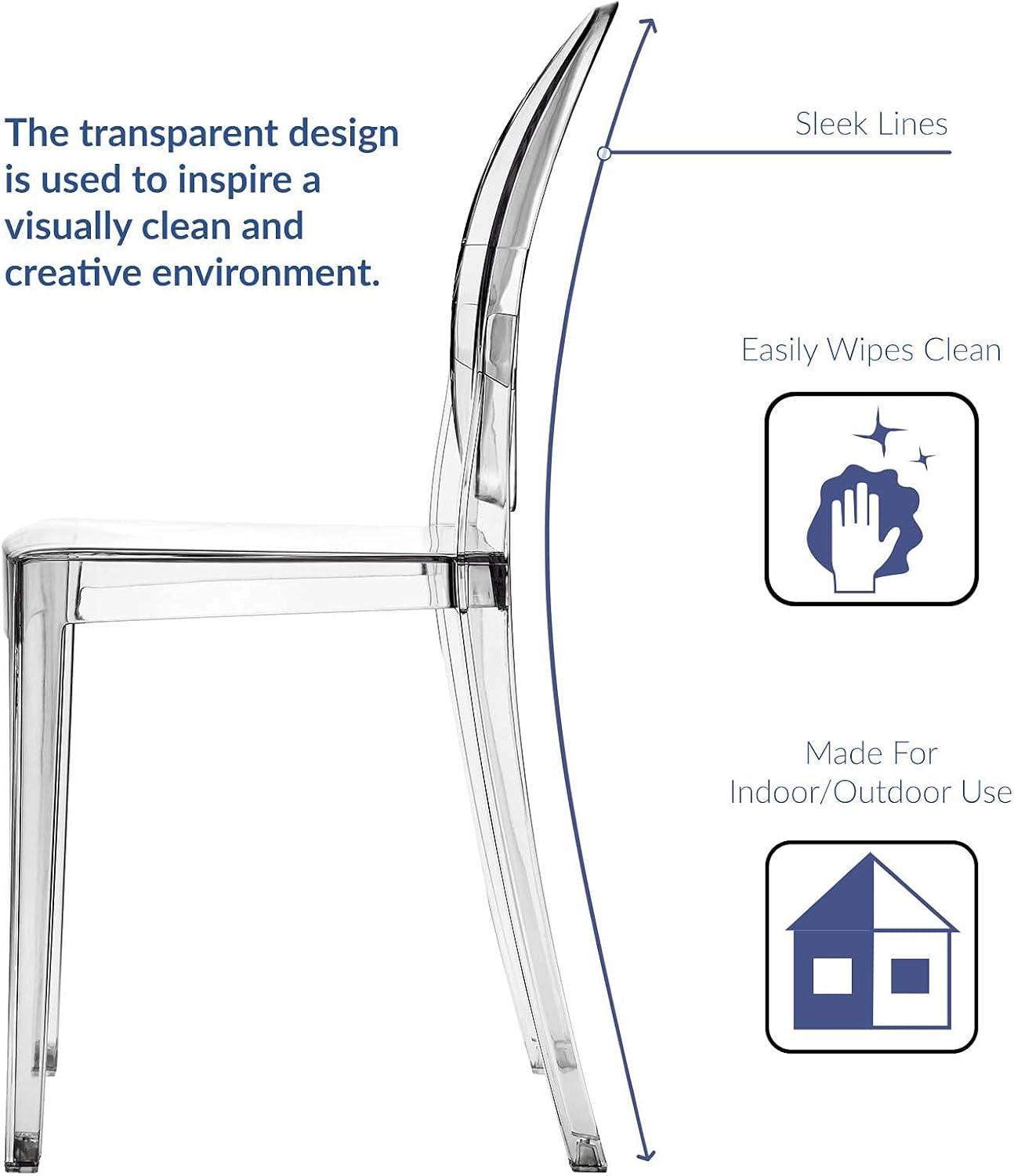 Modway Casper Modern Acrylic Stacking Four Dining Armchairs