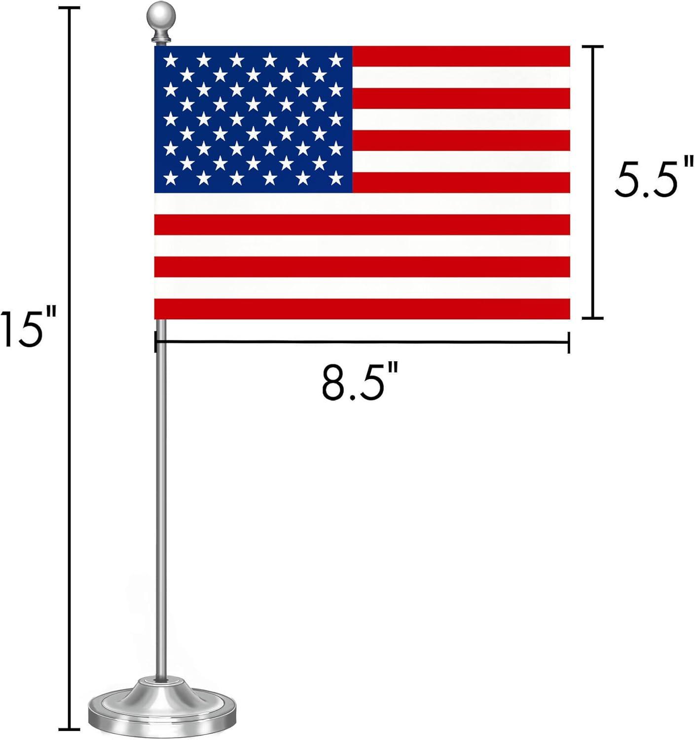 Patriotic 8.5x5.5 Inch American Desk Flag with Metal Pole