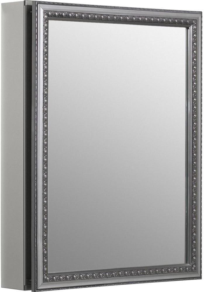 Silver Framed Aluminum Medicine Cabinet with Adjustable Shelves