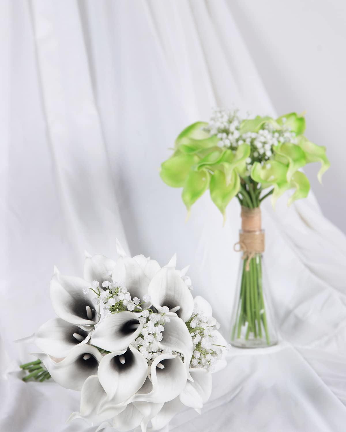 20-Piece Black and White Artificial Calla Lily Flower Arrangement