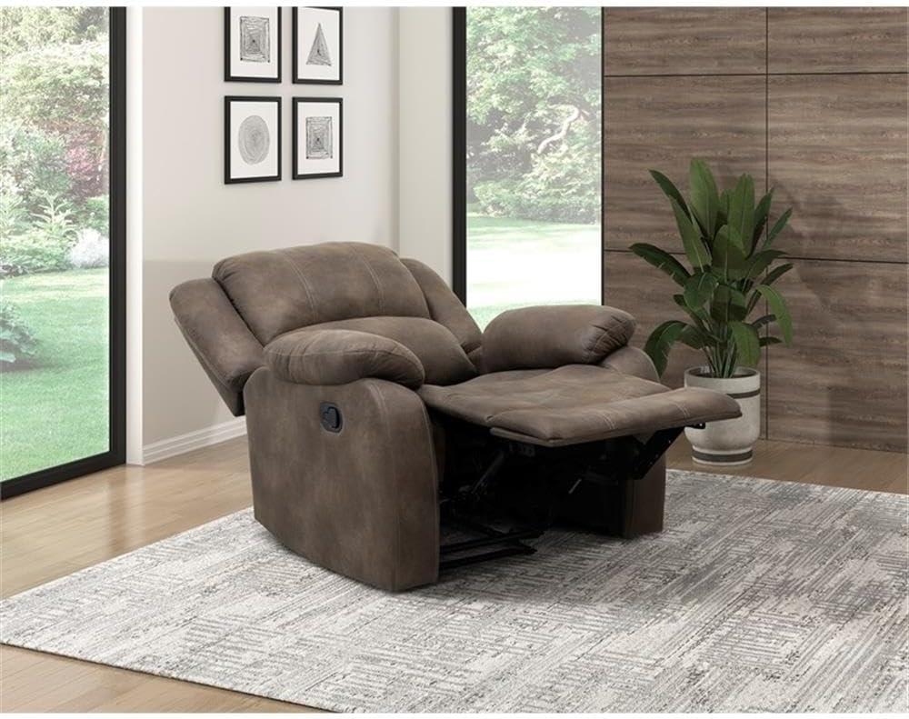 Lexicon Fairview Polished Microfiber Upholstered Manual Recliner in Brown