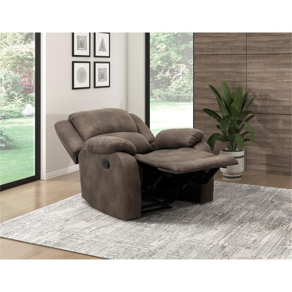 Lexicon Fairview Polished Microfiber Upholstered Manual Recliner in Brown