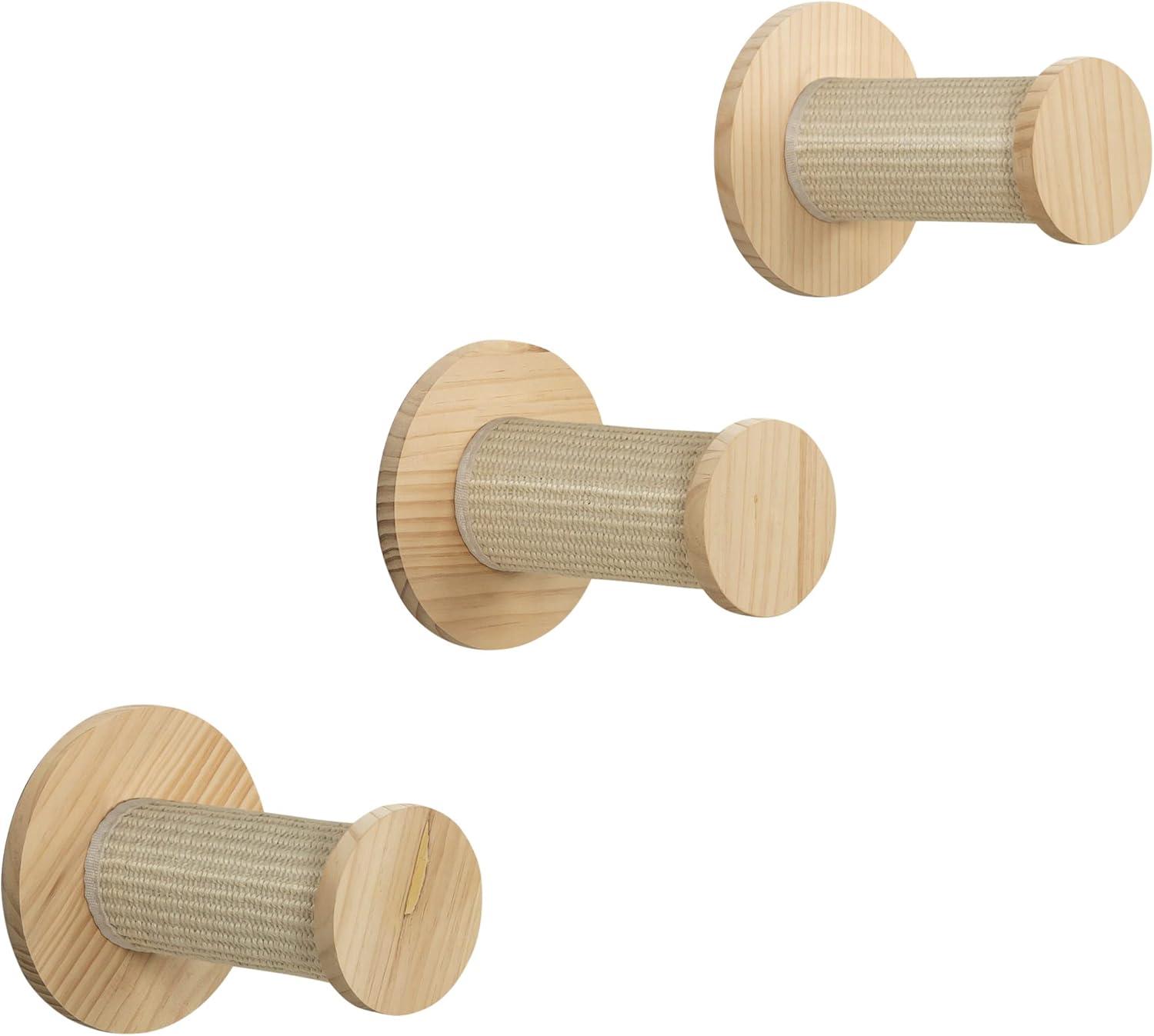 TRIXIE Wall Set 3 Multi-Level Wall Mounted Cat Perch System with 3 Sisal Posts, Natural