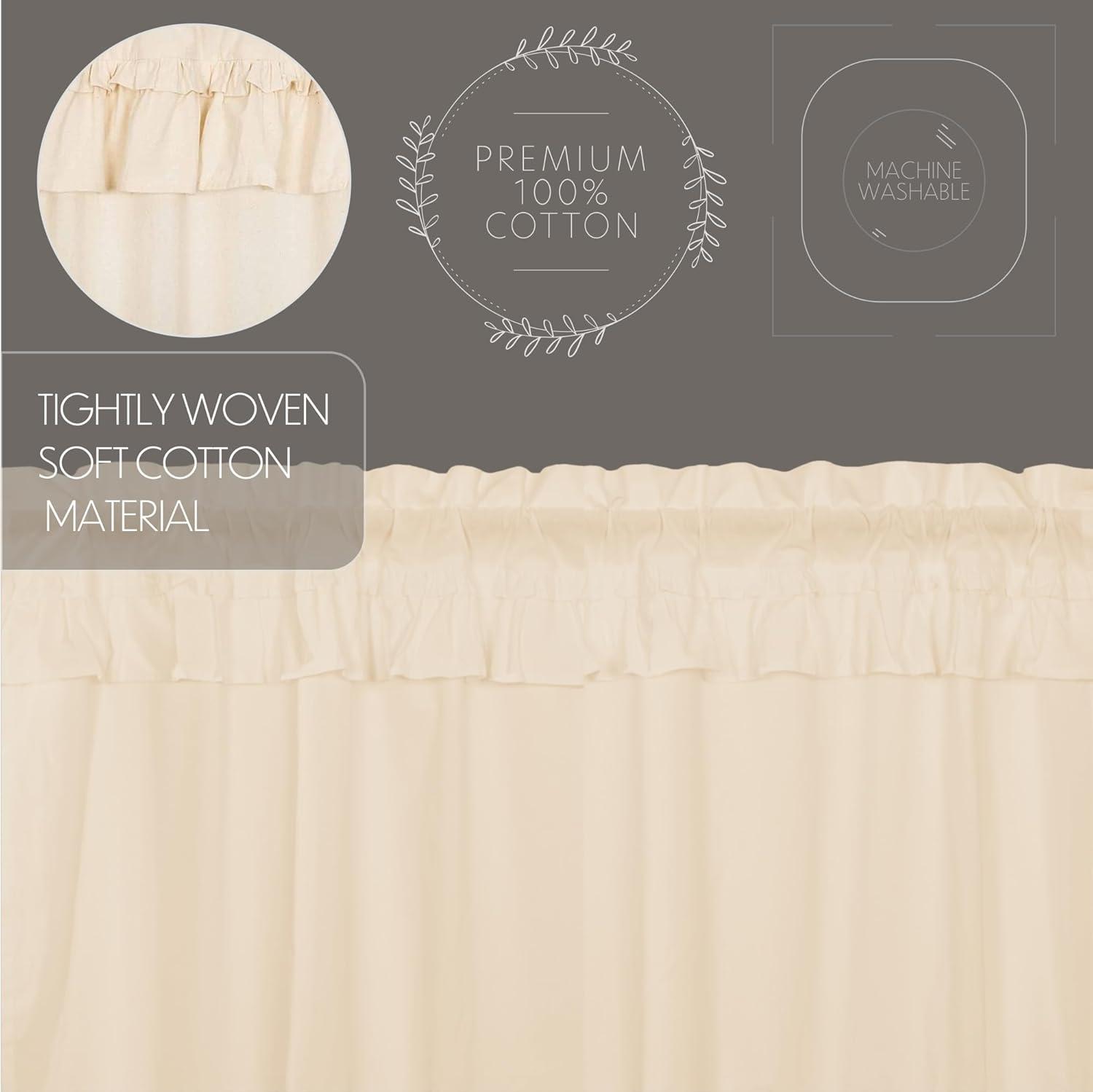 Unbleached Natural Muslin Ruffled Curtain Valance 16x60