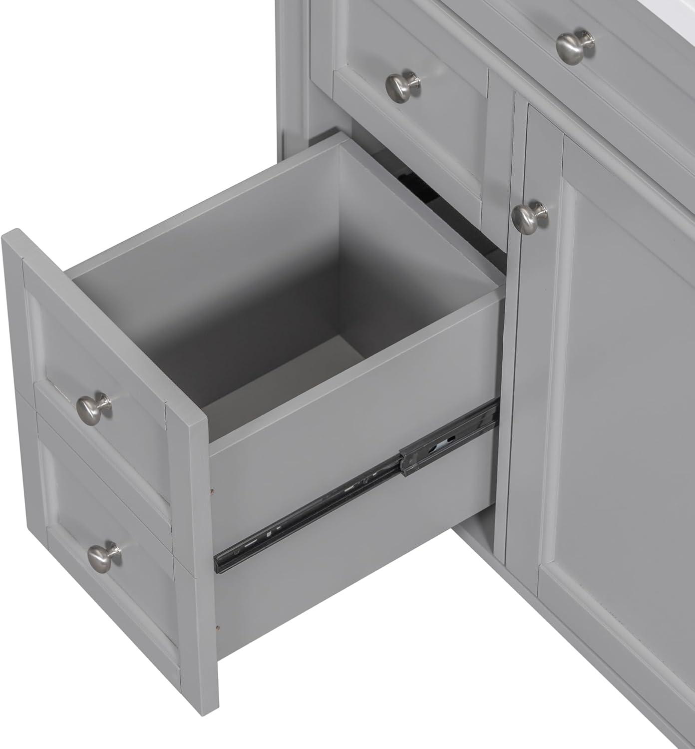 Linique 30" Bathroom Vanity with Sink Combo Set, Solid Wood Frame Modern Bathroom Storage Cabinet with 2 Drawers and a Tip-Out Drawer, Soft Closing Cabinet Door with Organizer, Grey