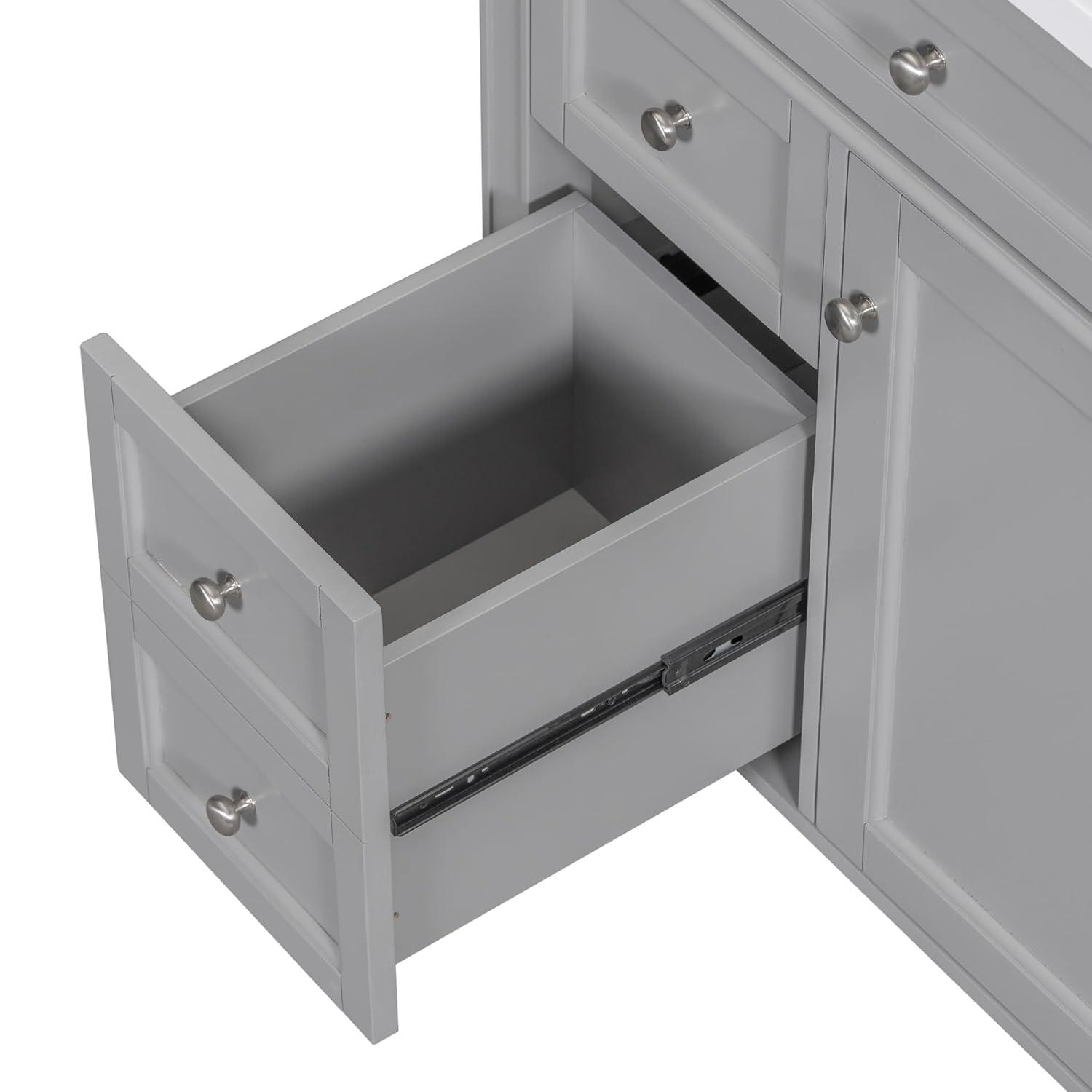 Linique 30" Bathroom Vanity with Sink Combo Set, Solid Wood Frame Modern Bathroom Storage Cabinet with 2 Drawers and a Tip-Out Drawer, Soft Closing Cabinet Door with Organizer, Grey