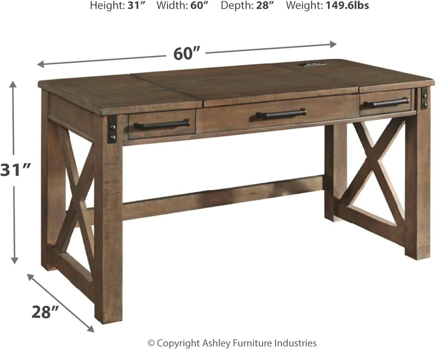 Rustic Farmhouse Gray Pine Corner Desk with Power Outlets and USB Ports