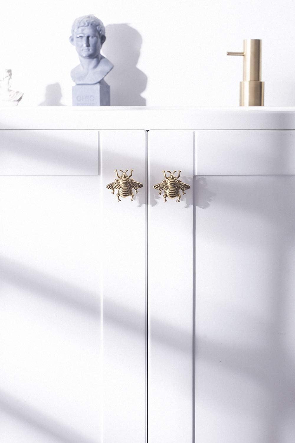 Polished Brass Bee Knobs for Cabinets and Drawers