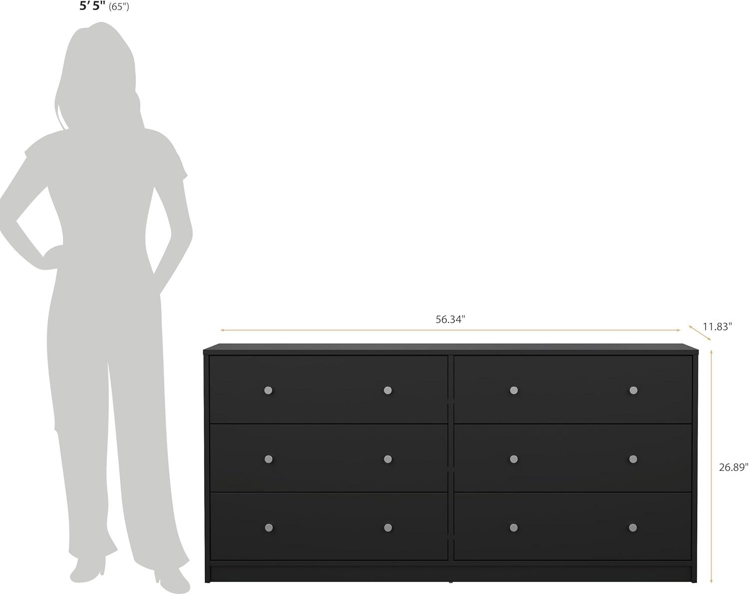 Tvilum Portland 6 Drawer Double Dresser, Black