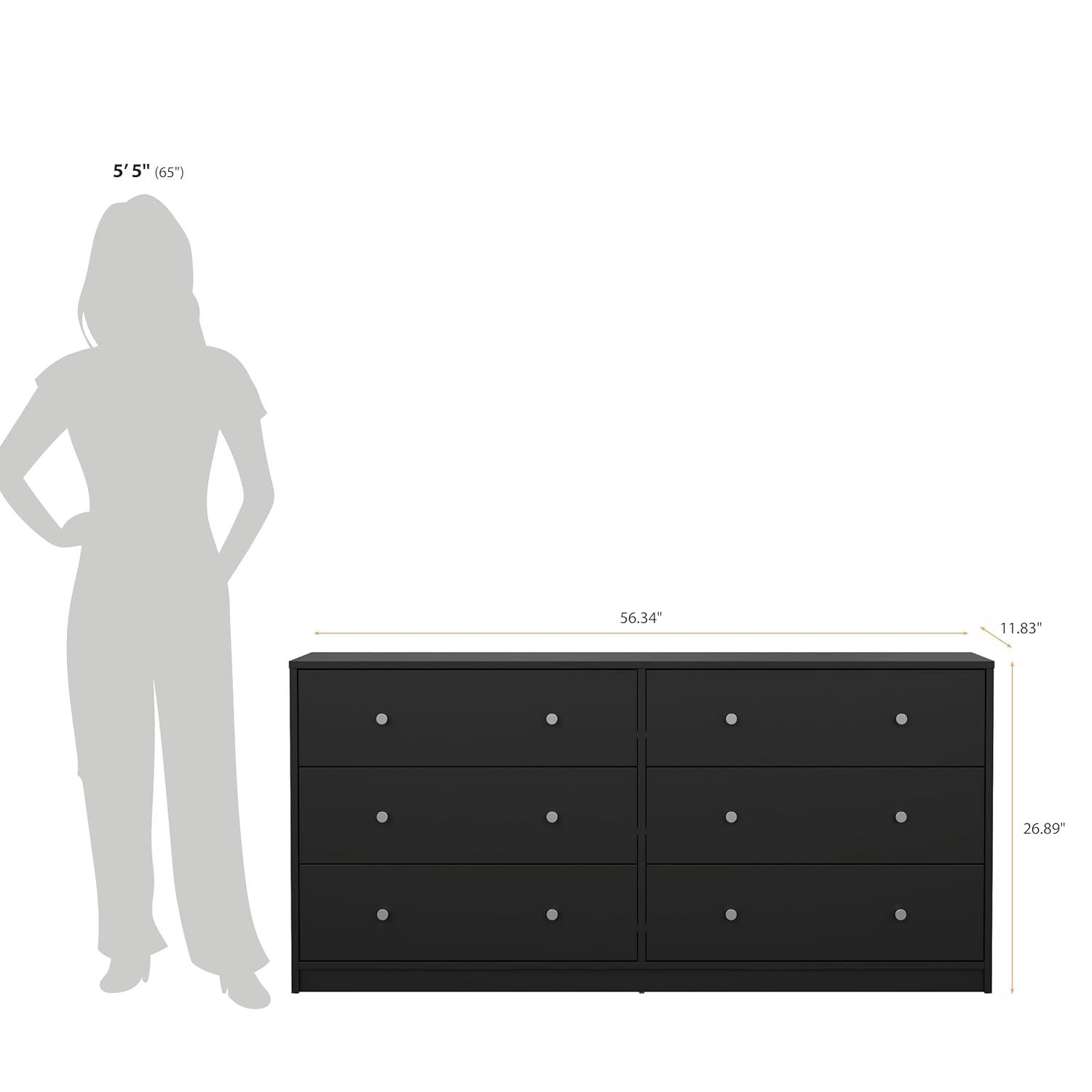 Tvilum Portland 6 Drawer Double Dresser, Black