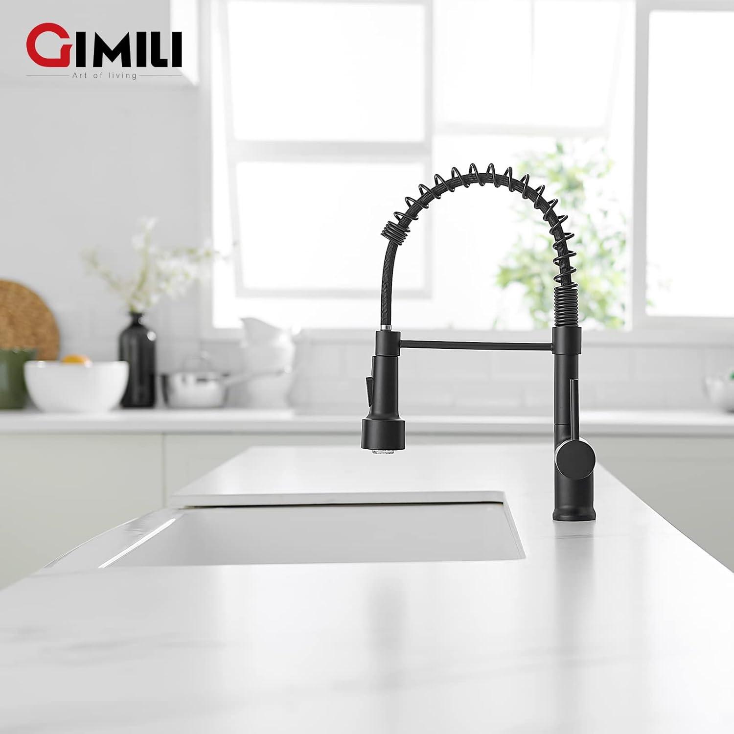 Matte Black LED Kitchen Faucet with Pull Down Sprayer and Soap Dispenser