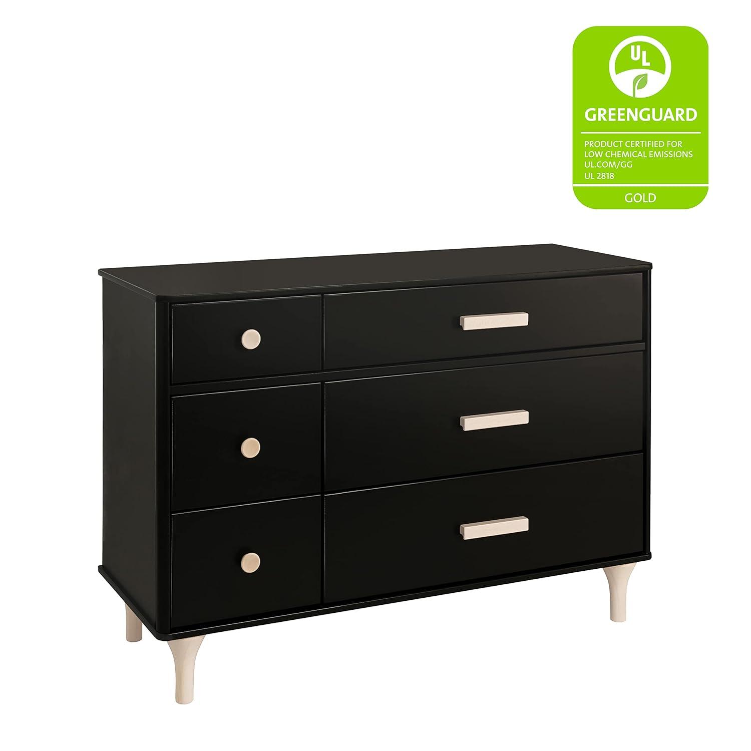 Lolly 6-Drawer Assembled Double Dresser in Black and Washed Natural