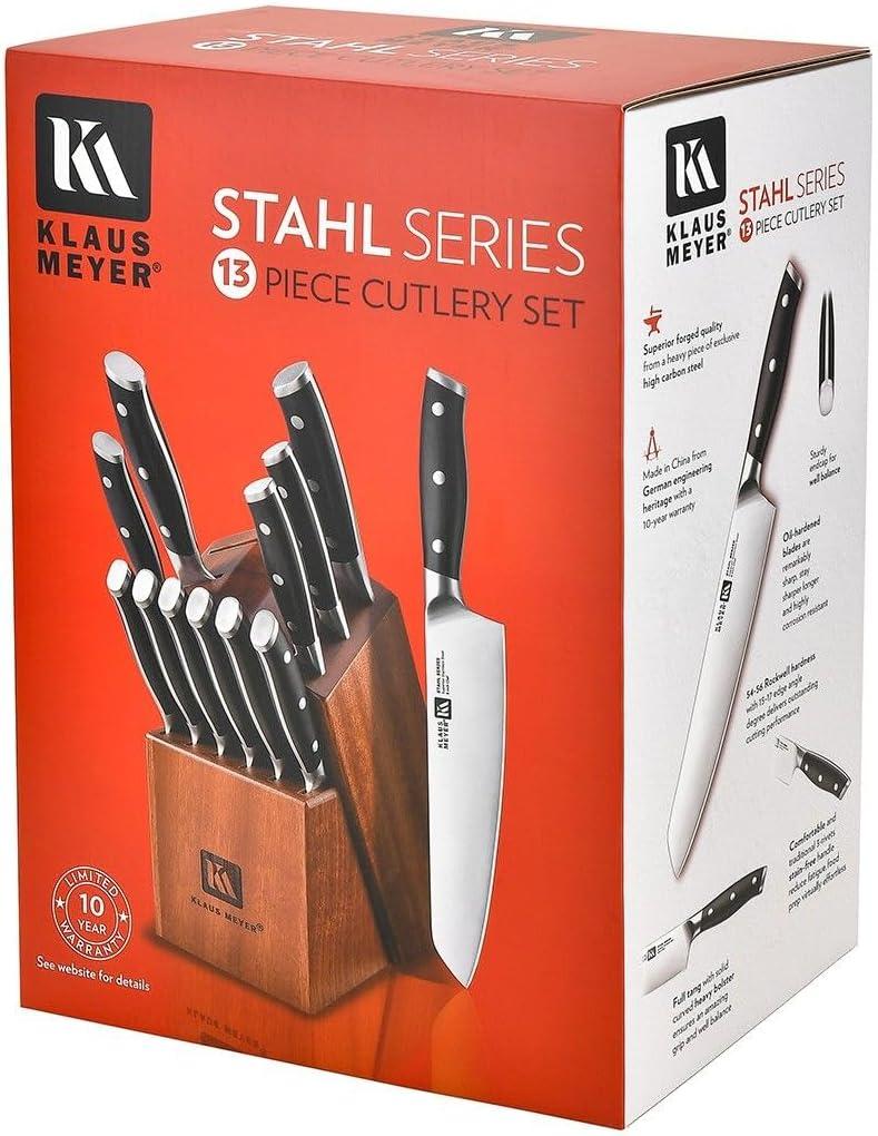 Klaus Meyer Stahl 13 Piece Carbon Steel Knife Block Set