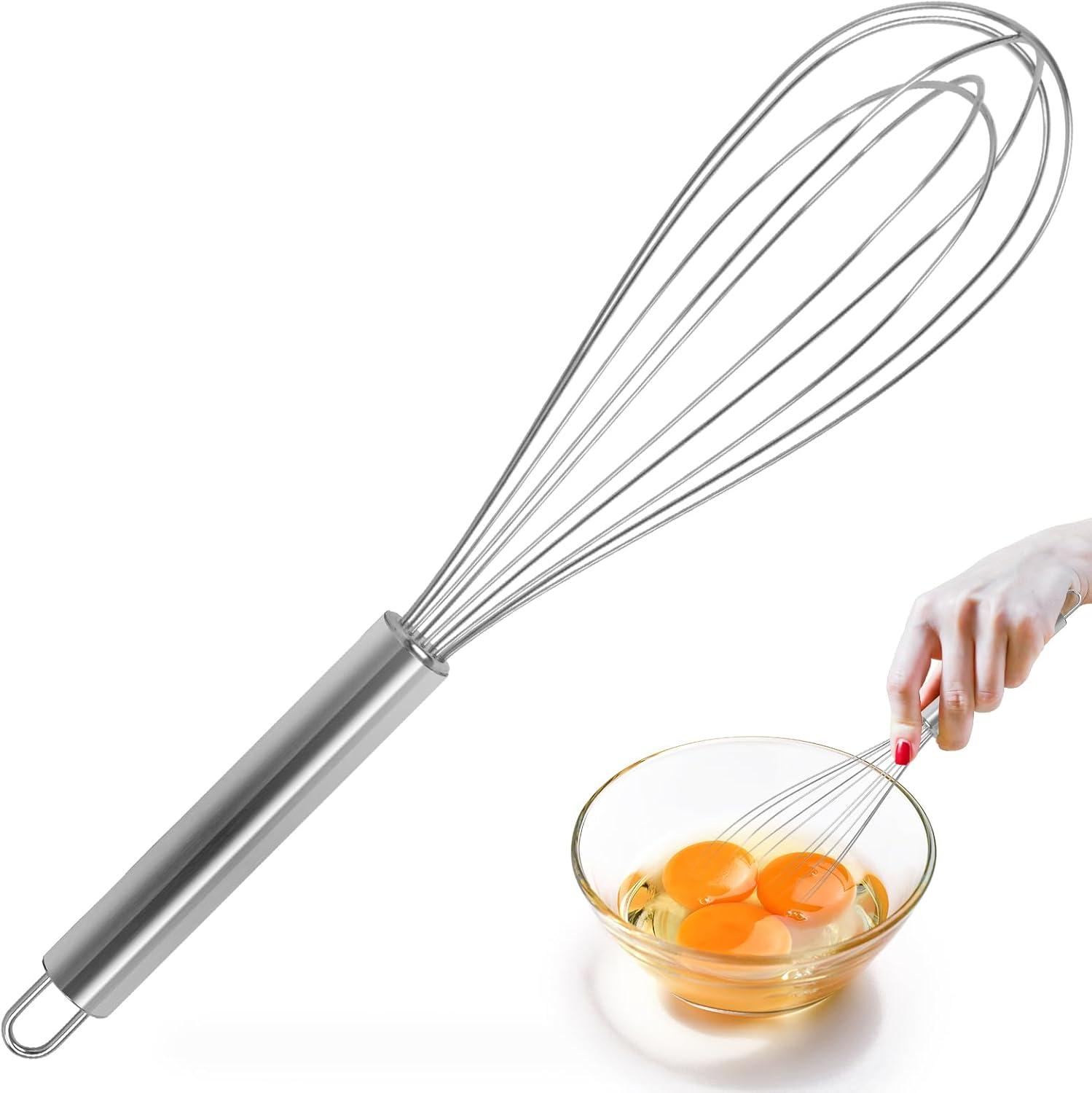 10" Balloon Whisk, Egg Beater Handheld Steel Wire Whisk Perfect for Blending, Whisking, Beating and Stirring, BPA Free, Dishwasher Safe