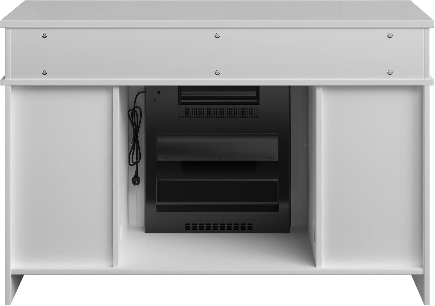 TV Stand with Electric Fireplace Fits TVs up to 50-Inches - Media Console with Storage Cabinet, Adjustable Heat, and LED Flames by Northwest (White)