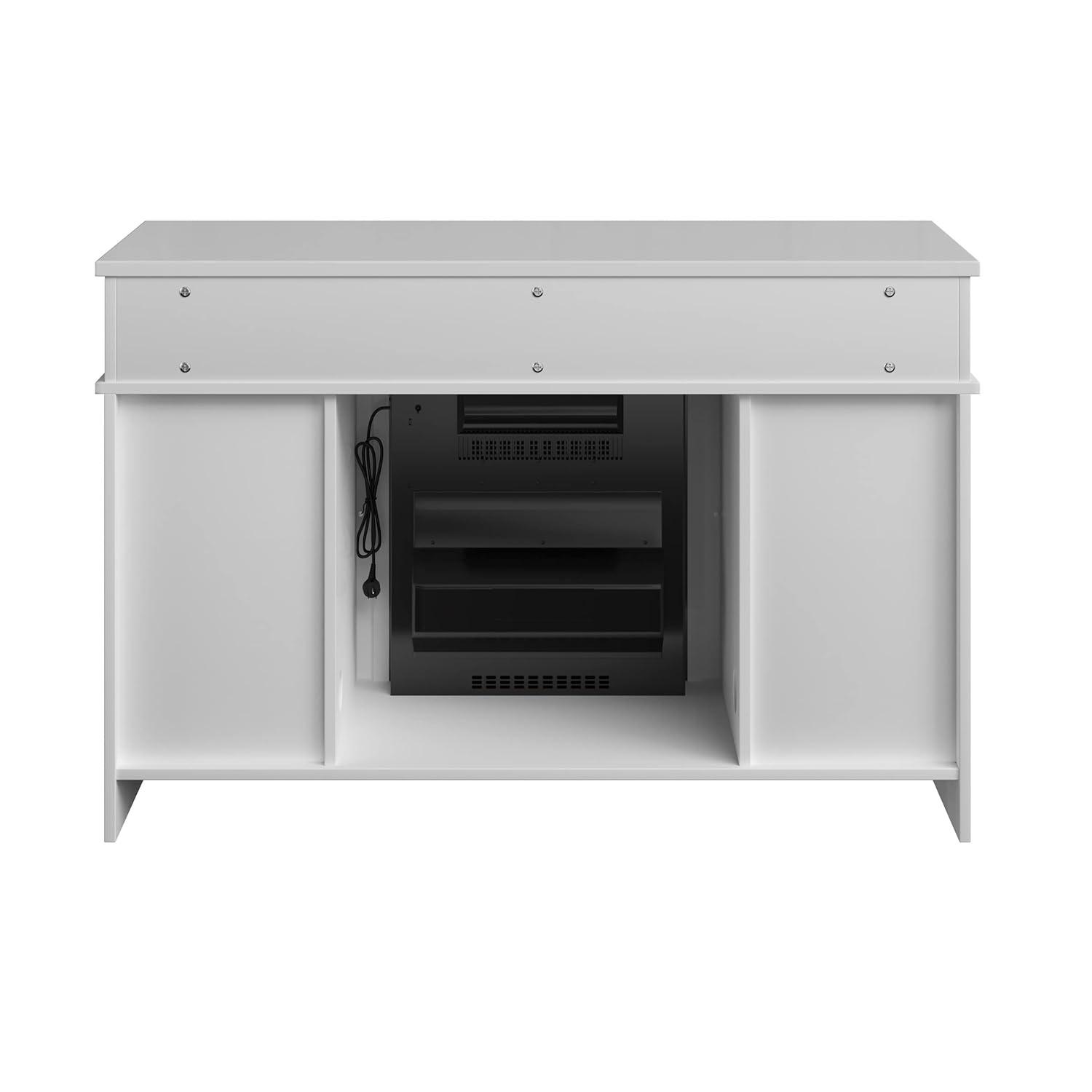 TV Stand with Electric Fireplace Fits TVs up to 50-Inches - Media Console with Storage Cabinet, Adjustable Heat, and LED Flames by Northwest (White)