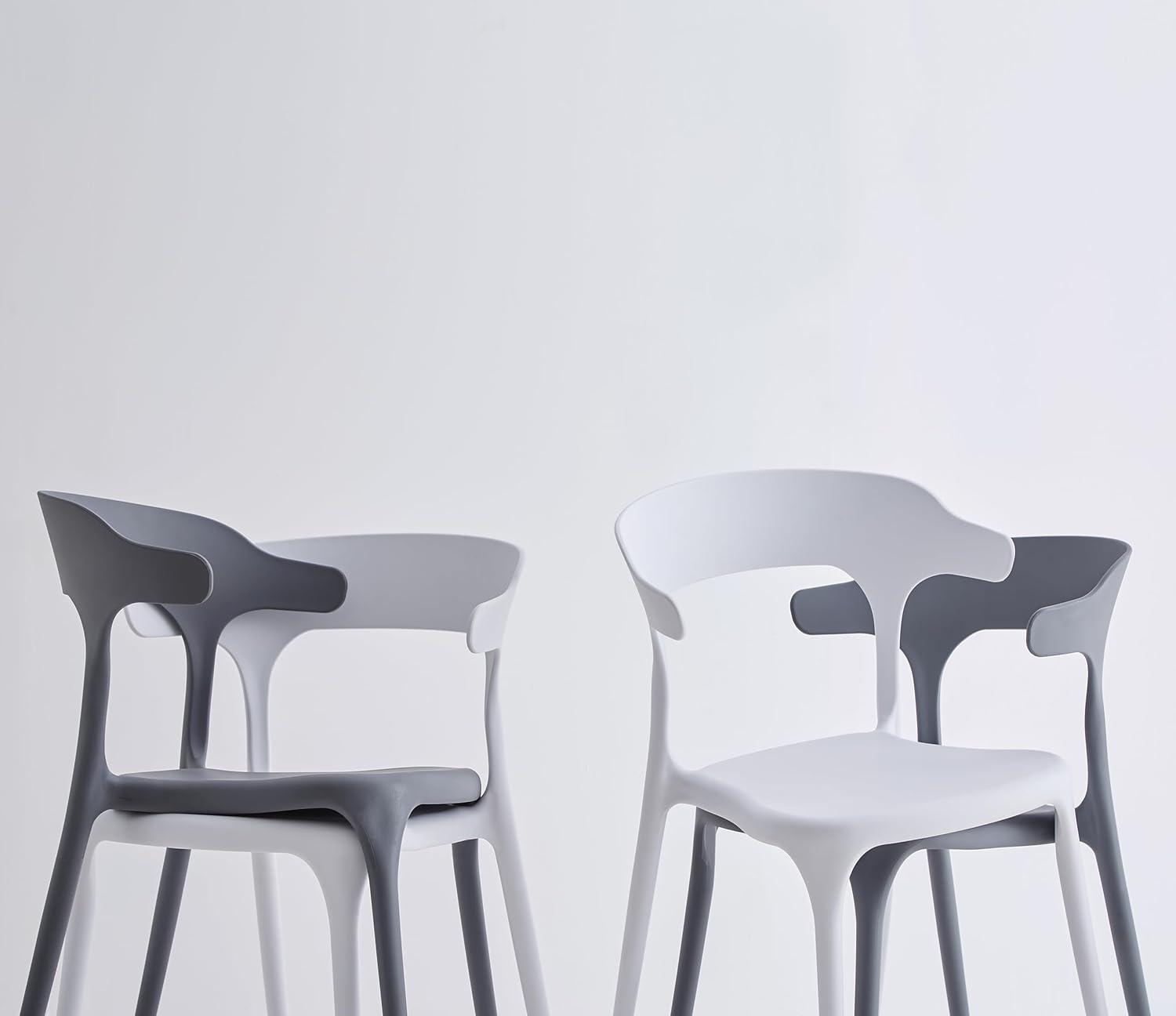 Modern Stackable Dining Chair Set, No Assembly, Plastic Chair, Patio Chair, Suitable for Indoor and Outdoor Cafes and Restaurants, Set of 4 (Pistachio Green)