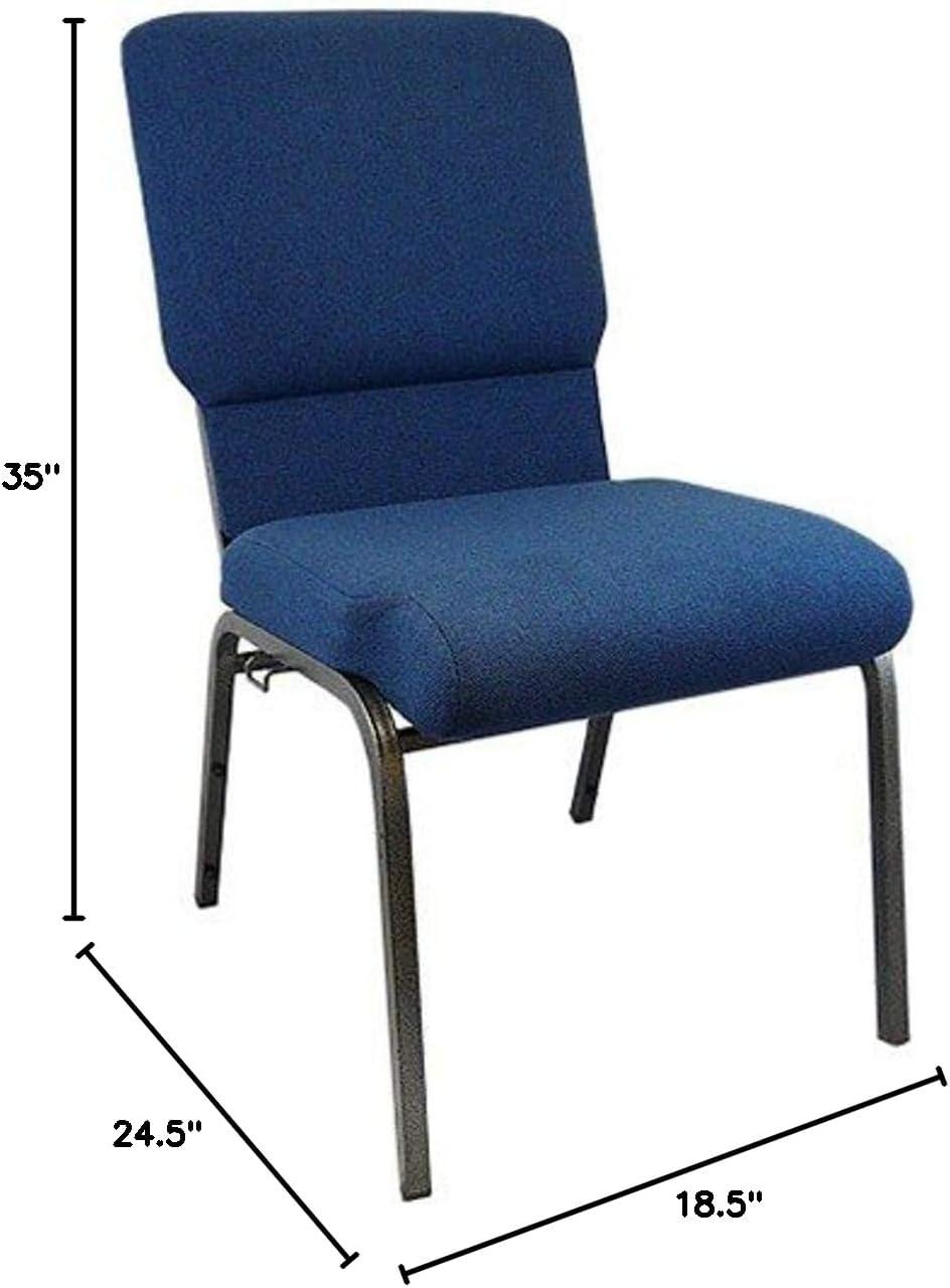 Flash Furniture Advantage 18.5" Fabric Church Chair in Navy with Book Rack