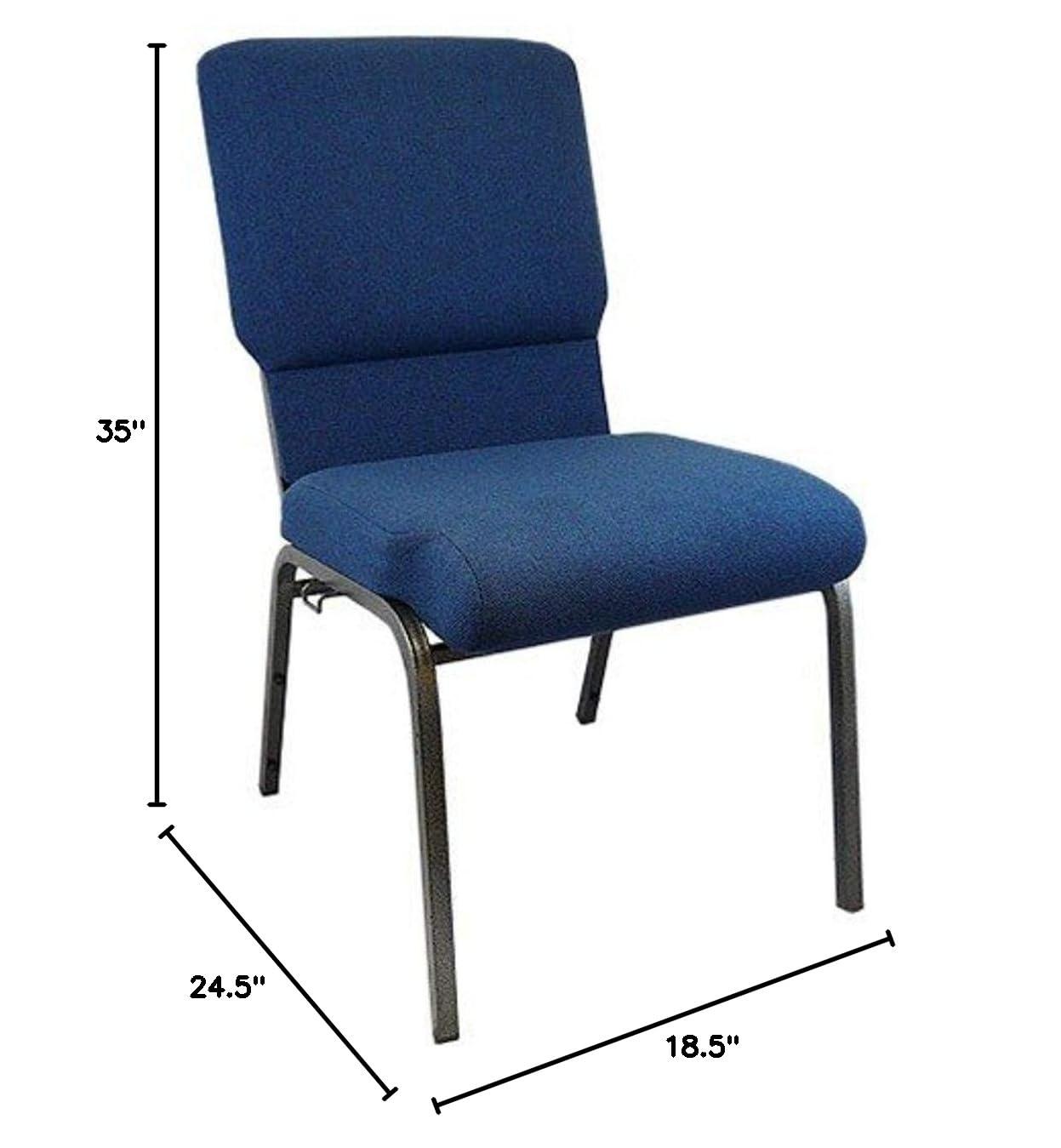 Flash Furniture Advantage 18.5" Fabric Church Chair in Navy with Book Rack