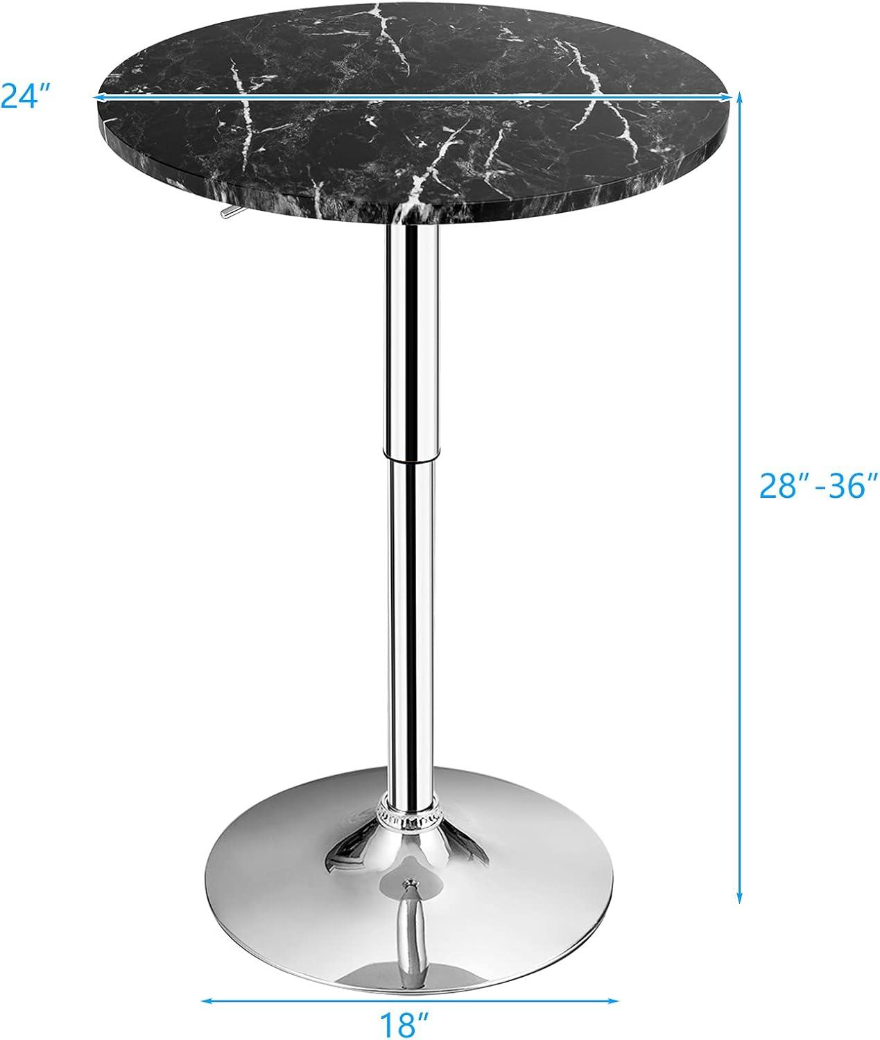 Costway Round Bistro Bar Table Height Adjustable 360-degree Swivel Black