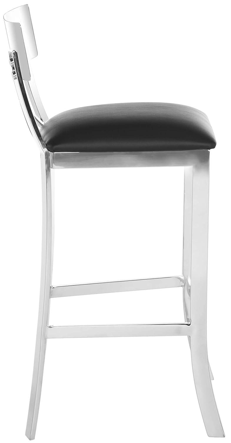 Zoey 39''H Stainless Steel Cross Back Bar Stool - FOX2034 - Chrome/Black - Safavieh Couture