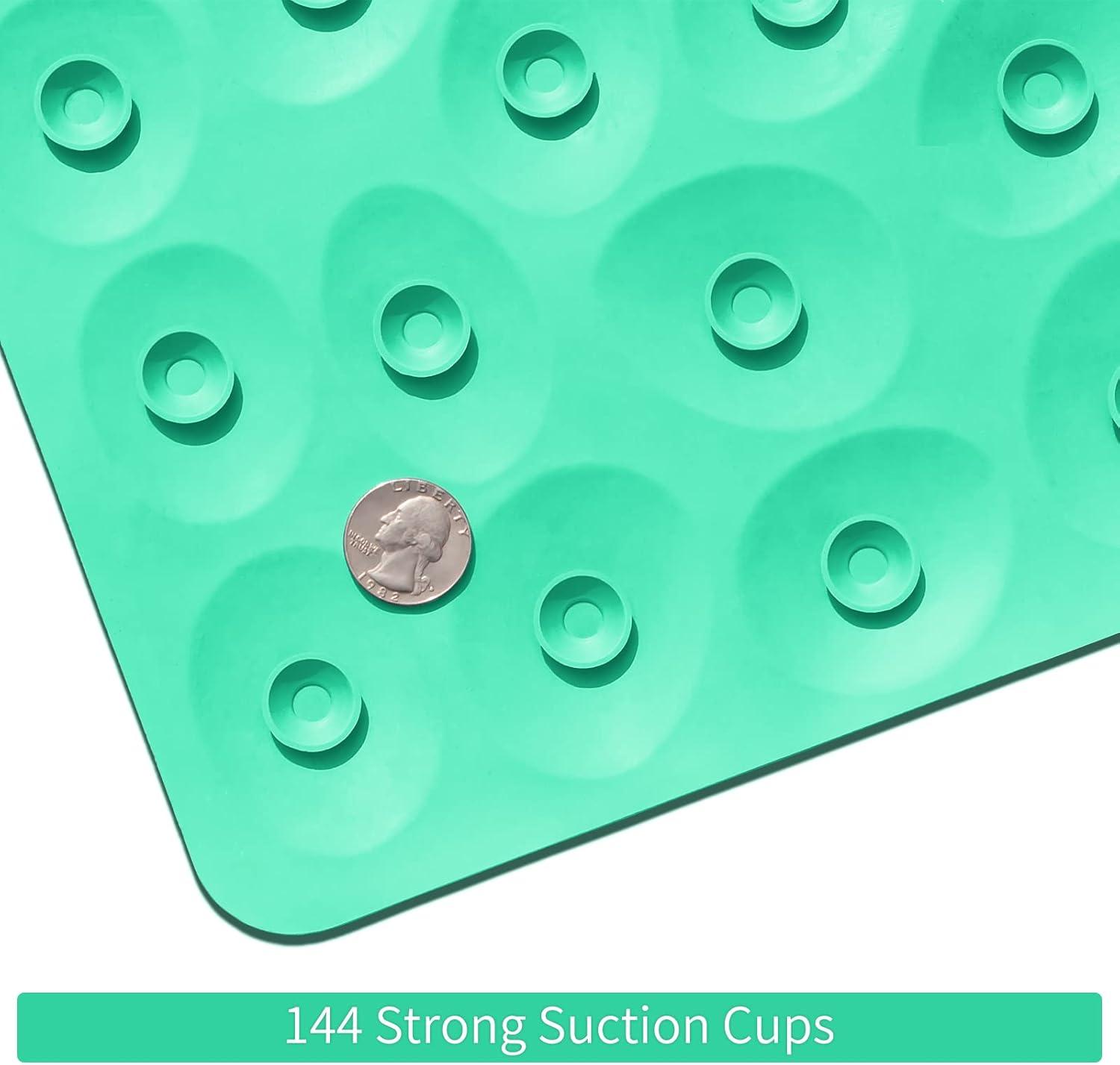 Bathtub and Shower Mats, Extra Long Non-Slip Bath Mat 39 x 16 Inch, Machine Washable Bath Tub Mat with Suction Cups & Drain Holes for Bathroom, Pale Green