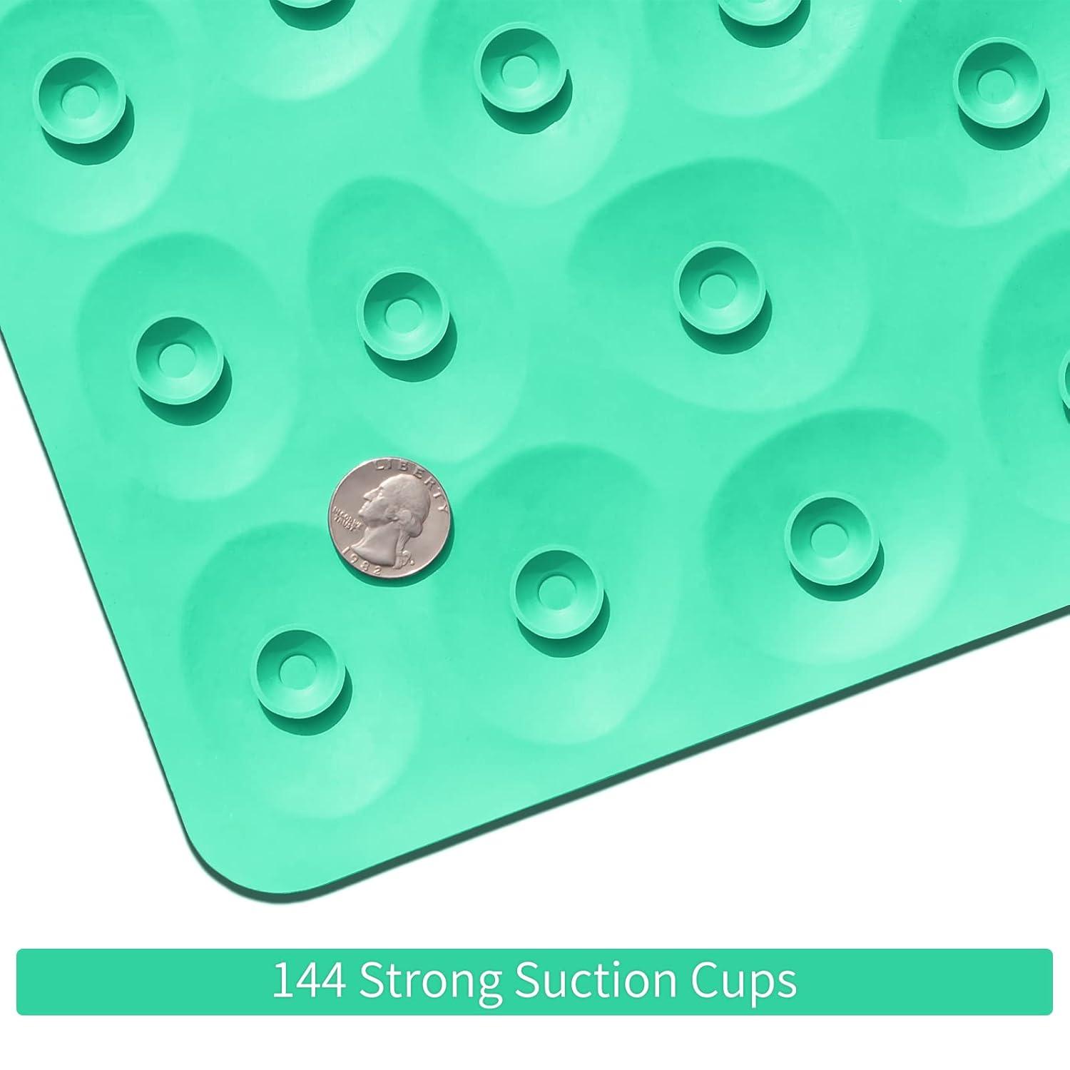 Bathtub and Shower Mats, Extra Long Non-Slip Bath Mat 39 x 16 Inch, Machine Washable Bath Tub Mat with Suction Cups & Drain Holes for Bathroom, Pale Green