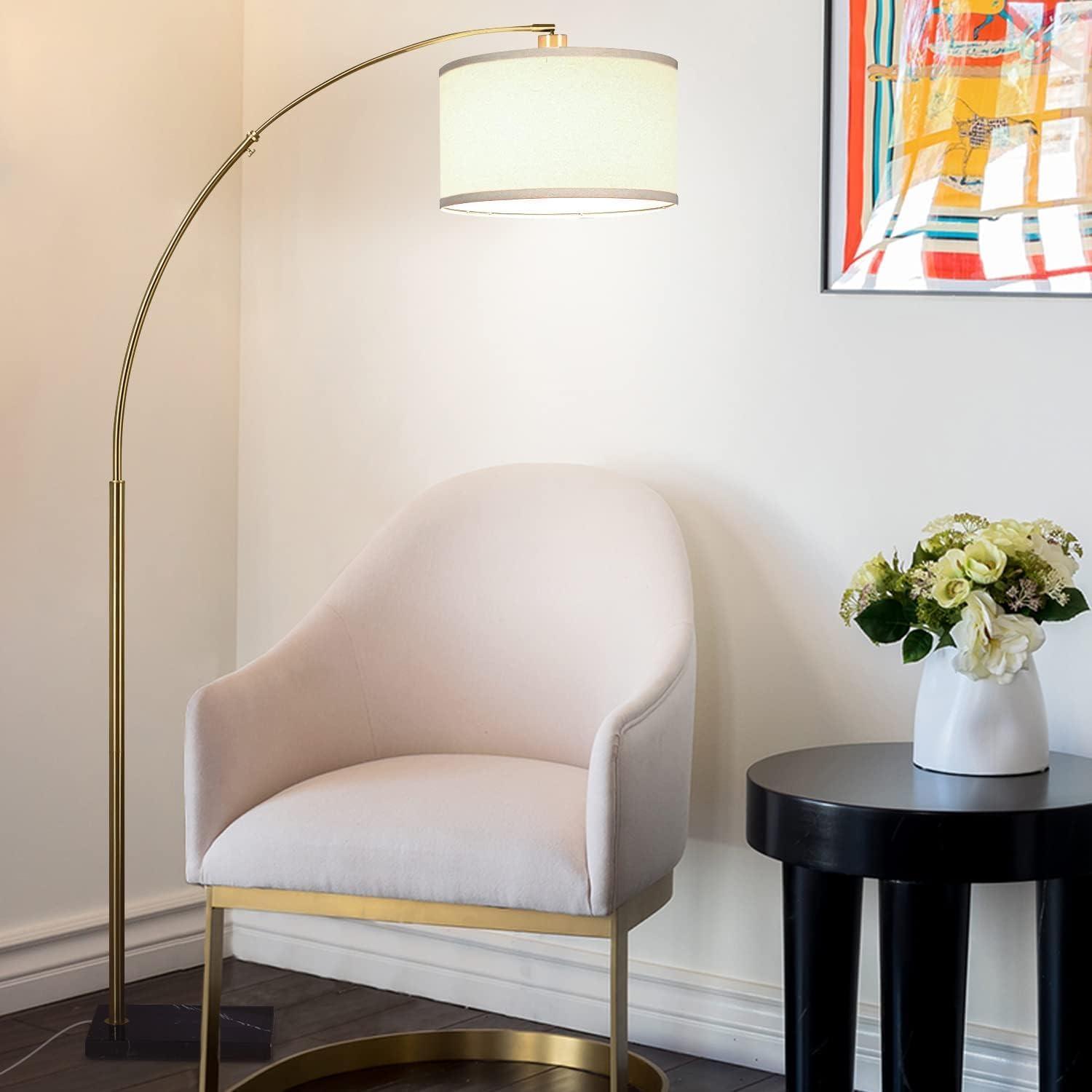 Logan 76 in. Modern Adjustable and Extendable LED Floor Lamp with Fabric Drum Shade