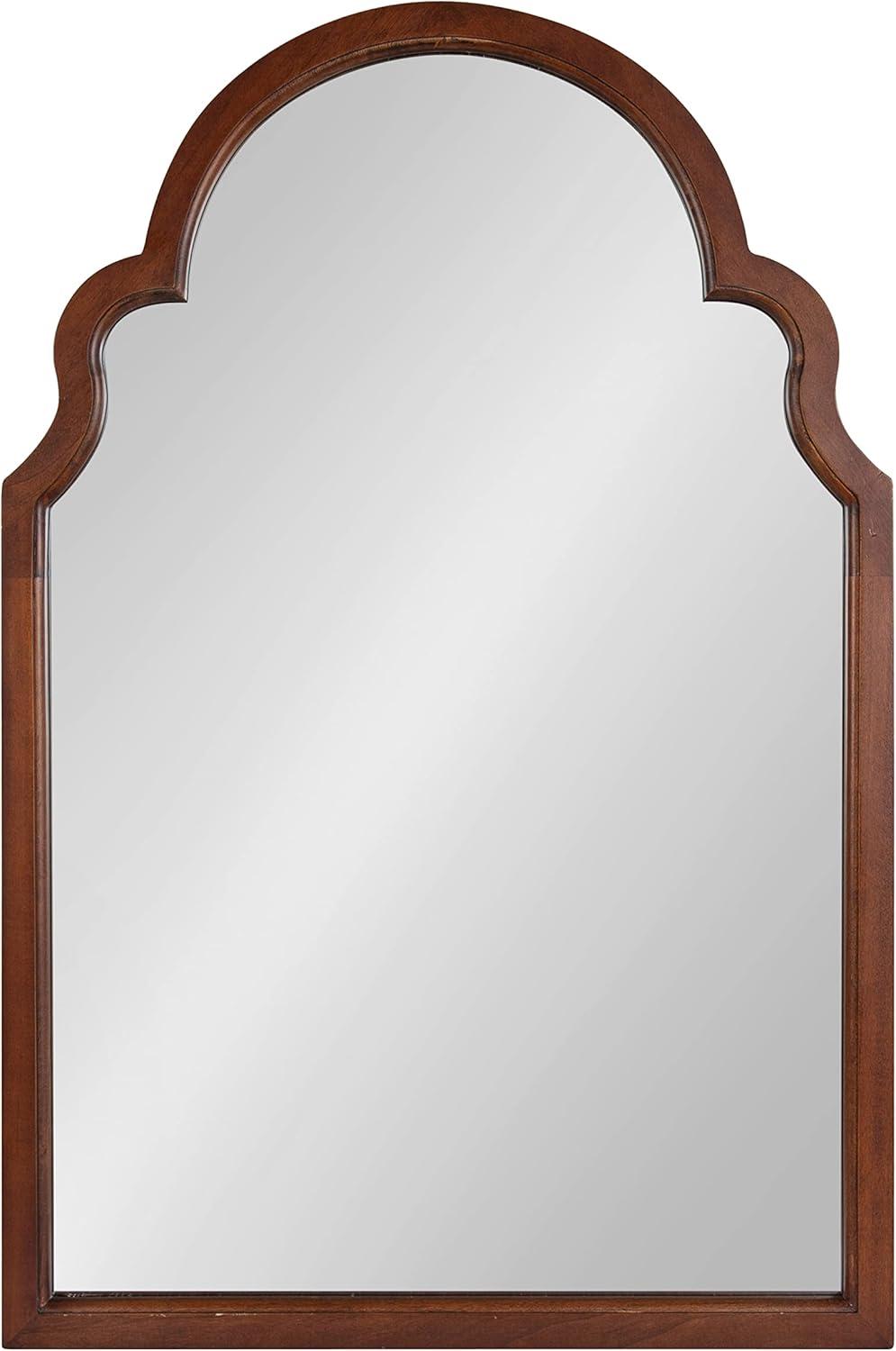 Kate and Laurel Hogan Wood Arch Mirror, 24x36, Walnut Brown
