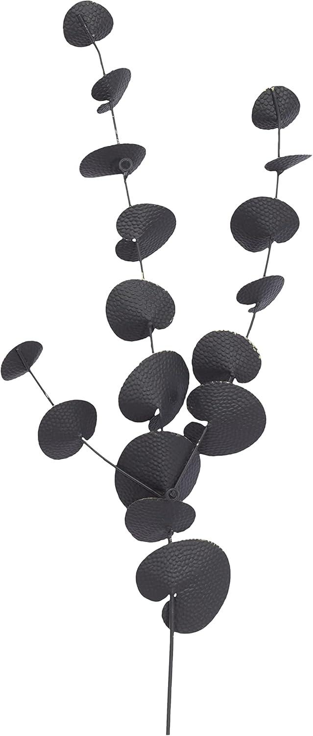 DecMode Black Metal Leaf Wall Decor