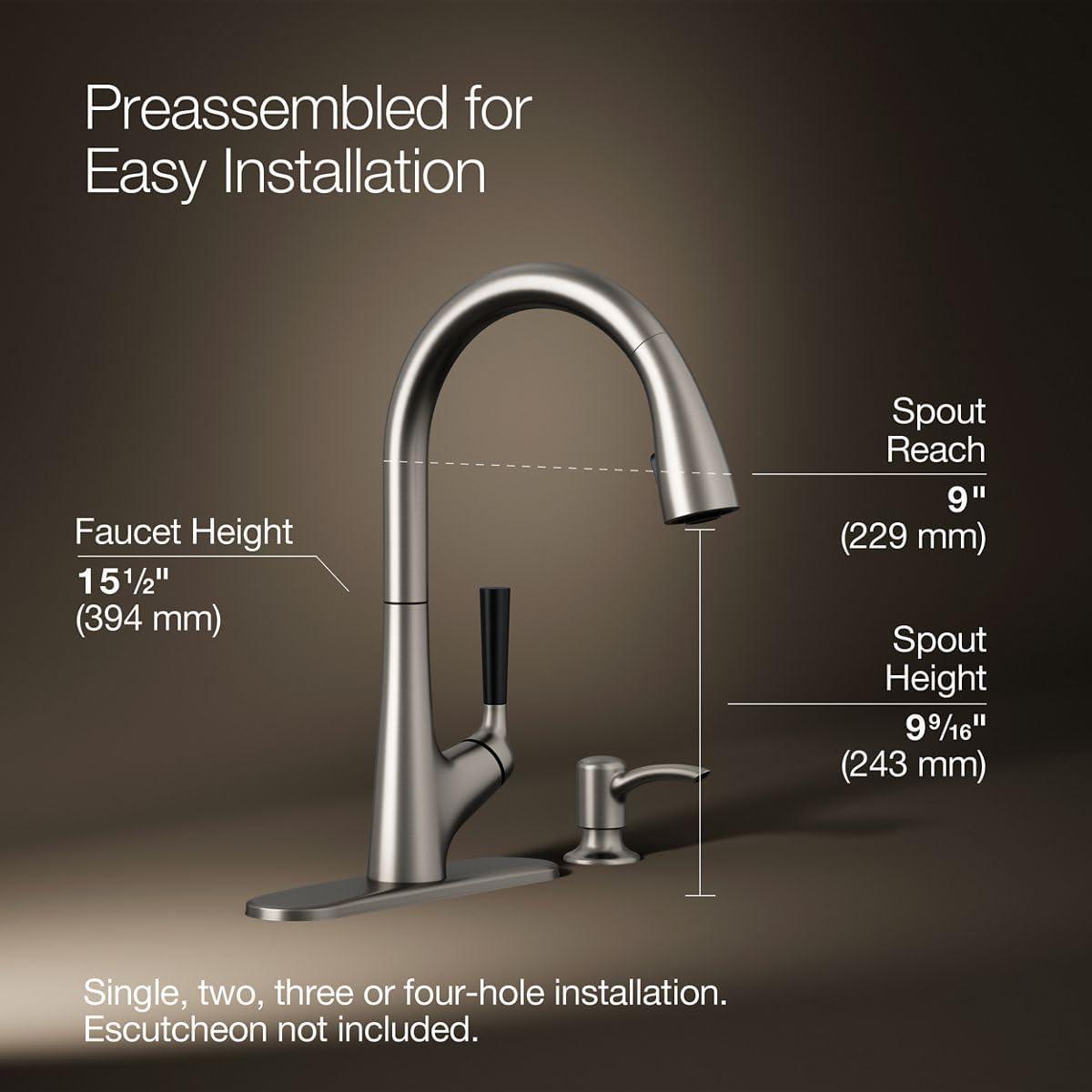 Kohler One Handle Stainless Steel Pull-Down Kitchen Faucet Model No. R562-SD-VS