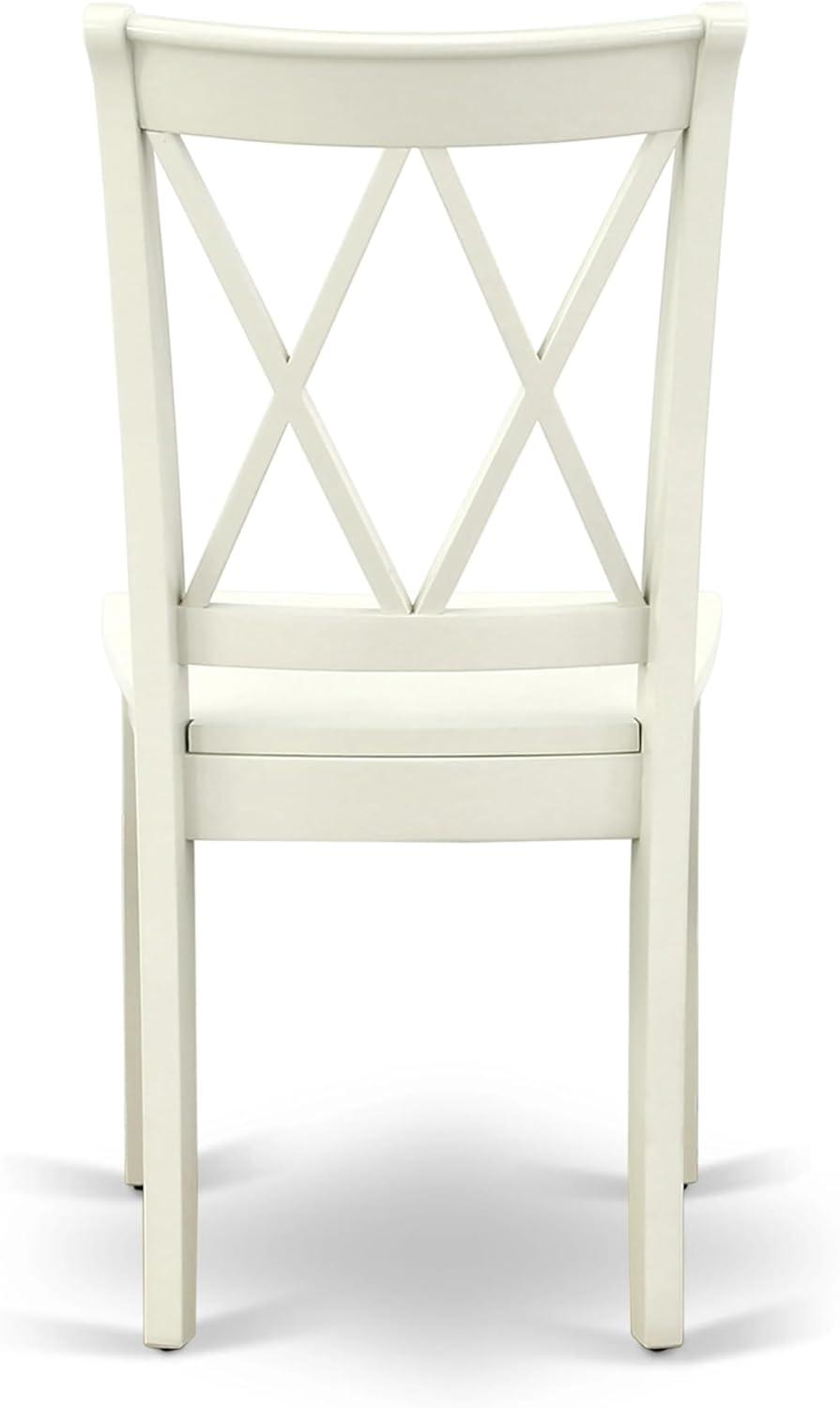 East West Furniture Antique 3-piece Dining Set with X-back Chair in Linen White