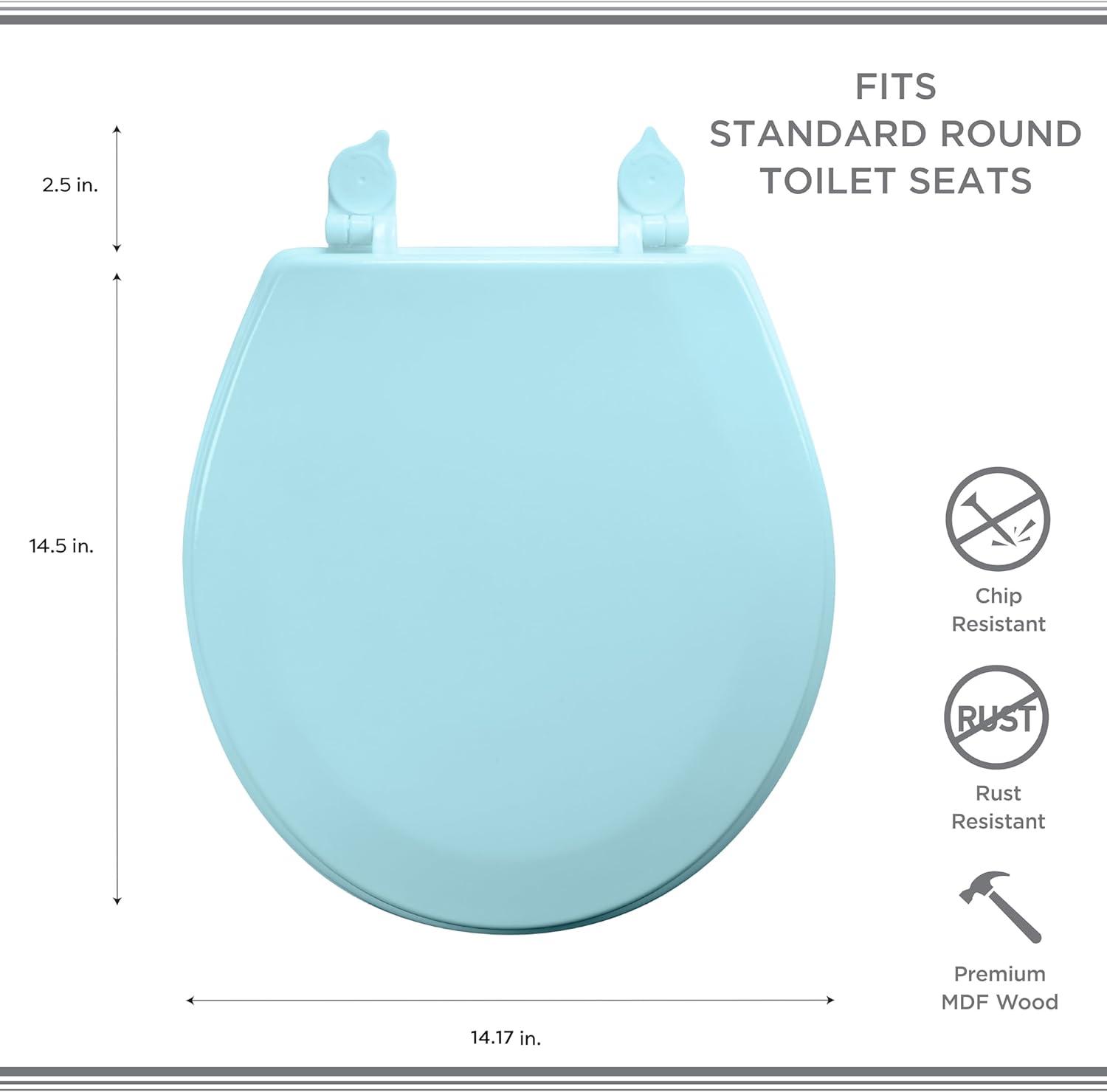 17" Blue MDF Wood Beveled Toilet Seat