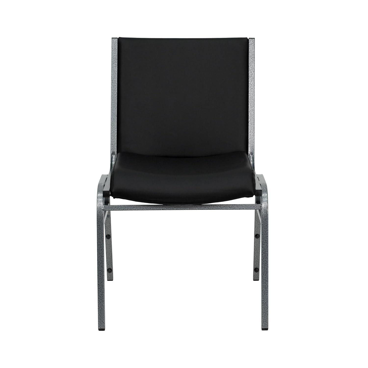 Emma and Oliver Heavy Duty Black Vinyl Stack Chair