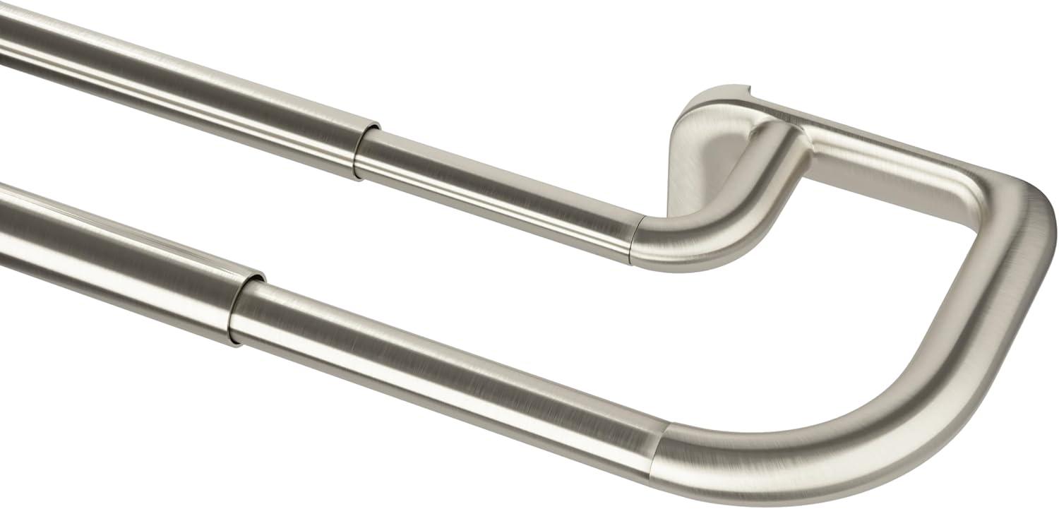 Matte Nickel Adjustable Double Curtain Rod Set 28-48"