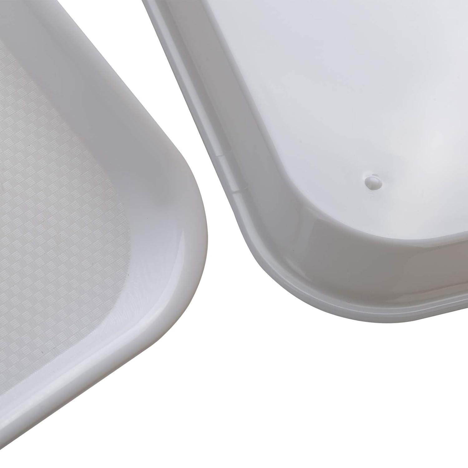 Rectangular Plastic Serving Trays,Fast Food Serving Cafeteria Trays,17"X13",Set of 6(White)