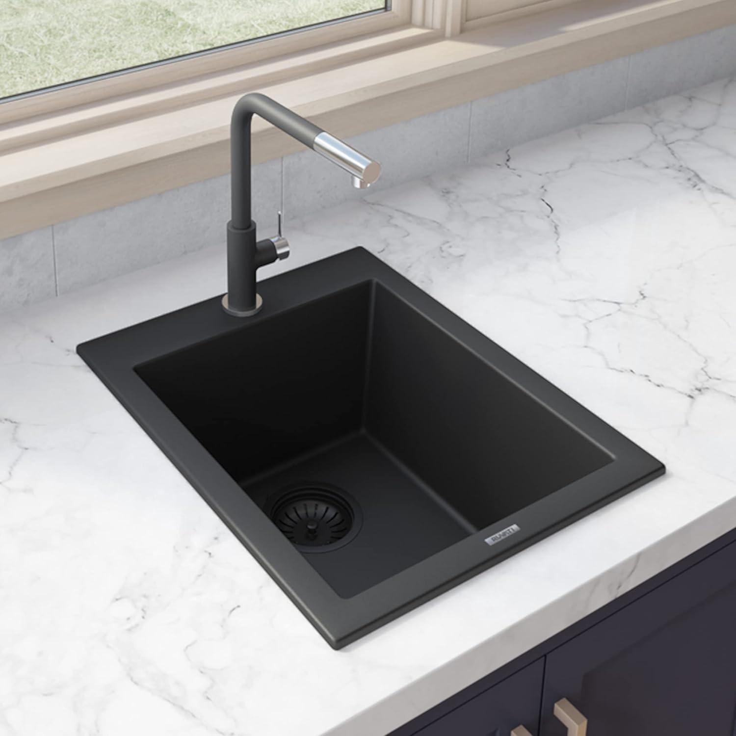 Ruvati 16 x 20 inch epiGranite Drop-in Topmount Granite Composite Kitchen Sink