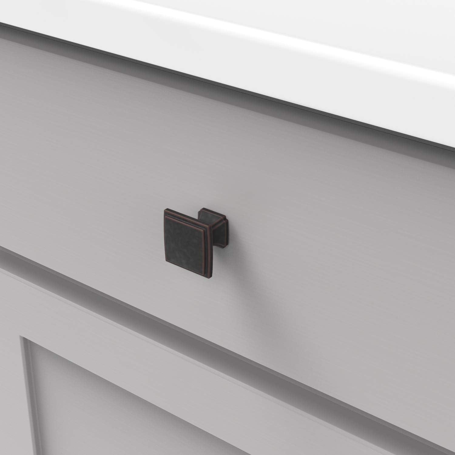 Oil Rubbed Bronze Square Cabinet Knob with Mounting Hardware