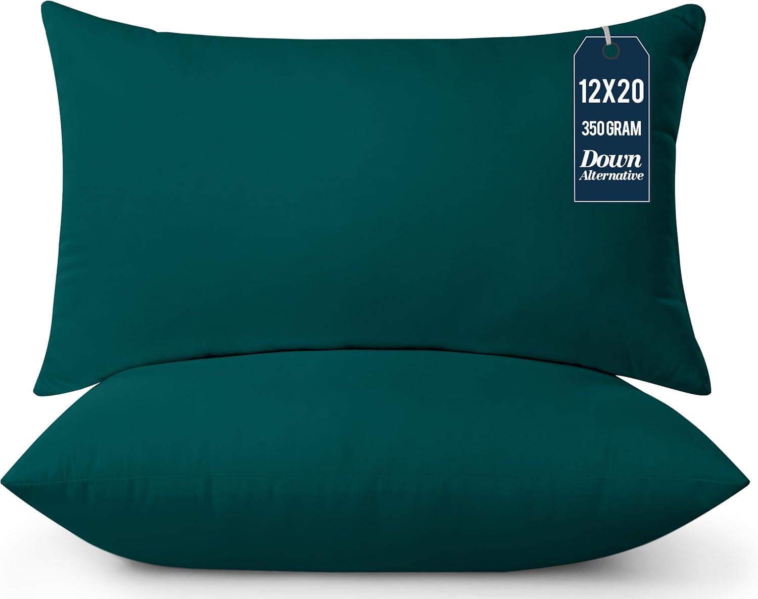 Utopia Bedding Throw Pillows (Pack of 2, Black), 12 x 20 Inches Indoor Decorative Pillow Insert for Sofa, Bed and Couch