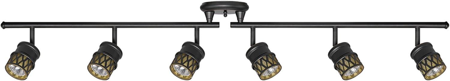 Kearney 46'' Oil Rubbed Bronze 6-Light Adjustable Track Lighting with Champagne Glass Shades