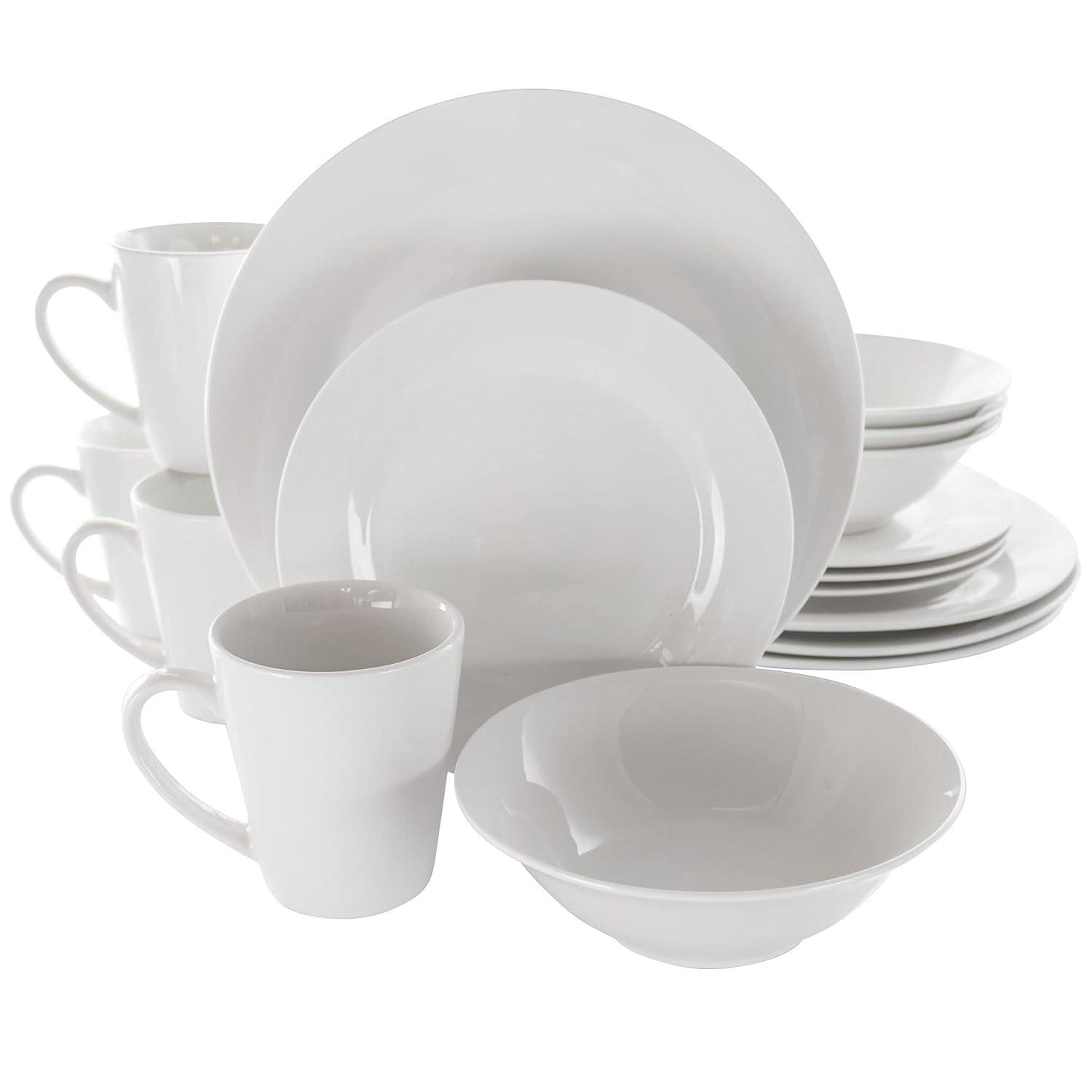 Elama Marshall 16 Piece Porcelain Dinnerware Set in White