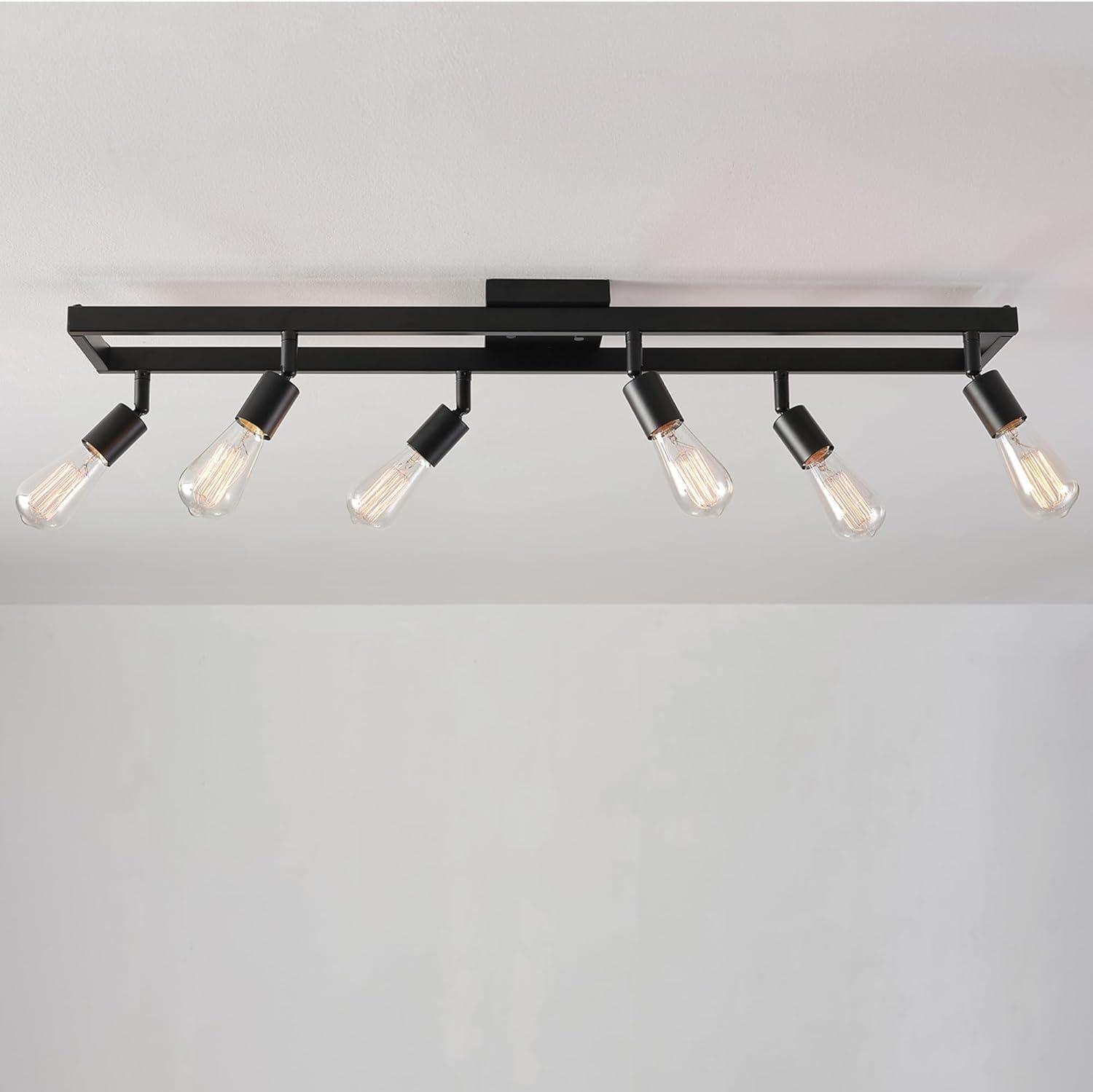 Matte Black 6-Light Adjustable Track Lighting Fixture