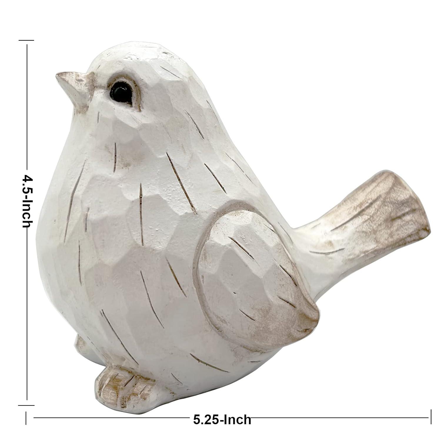 QIAOIDEA Modern Farmhouse 5.25” Spring White Bird Resin Figurine & Knick-Knack